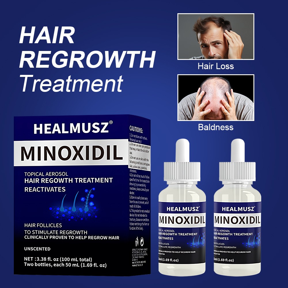 HEALMUSZ Minoxidil 5% Topical Solution Hair Regrowth, Reactivates Hair Follicles
