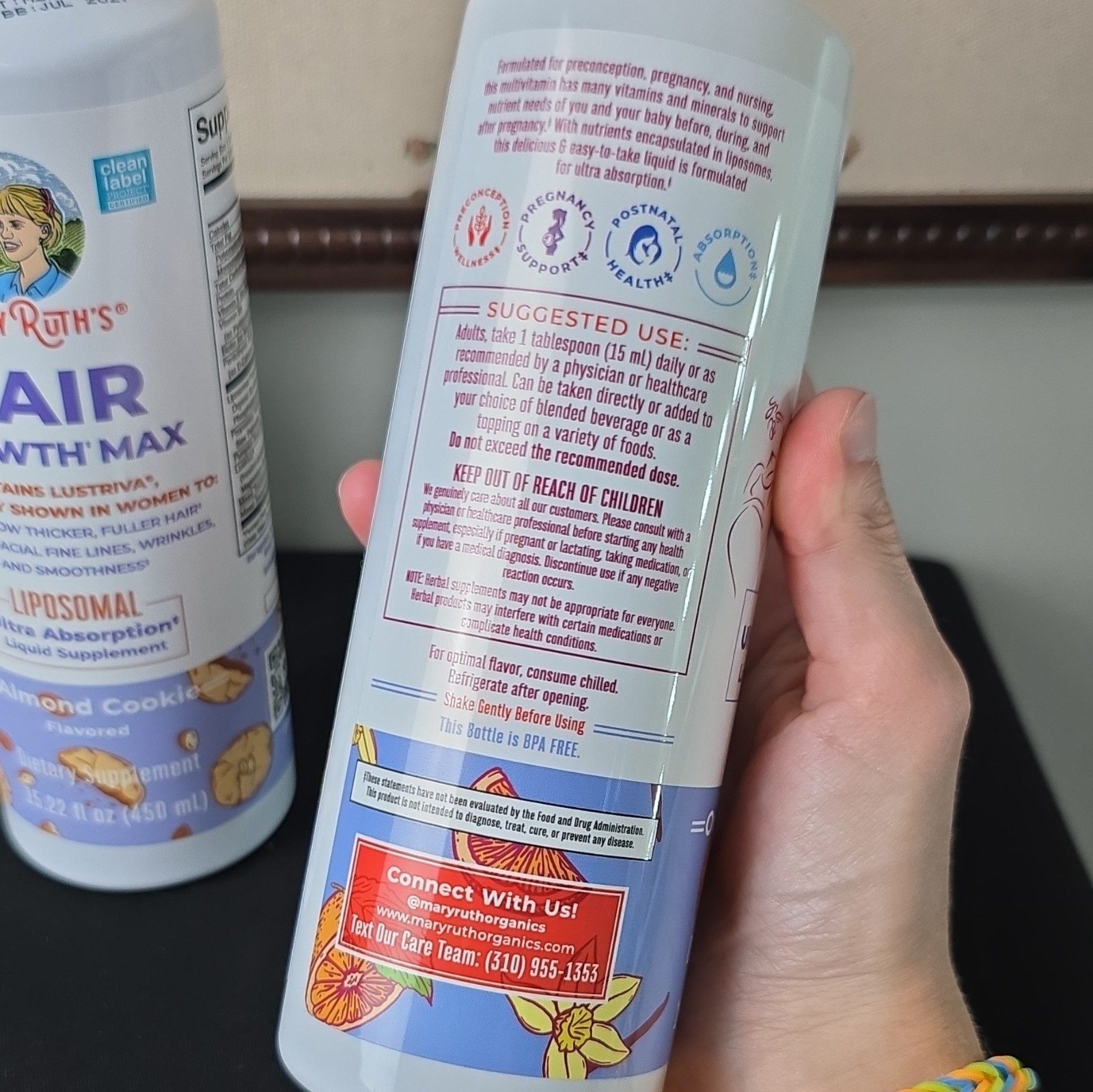 MaryRuth’s Liposomal Hair Growth Max Lustriva Liquid 15.22oz Almond Cookie
