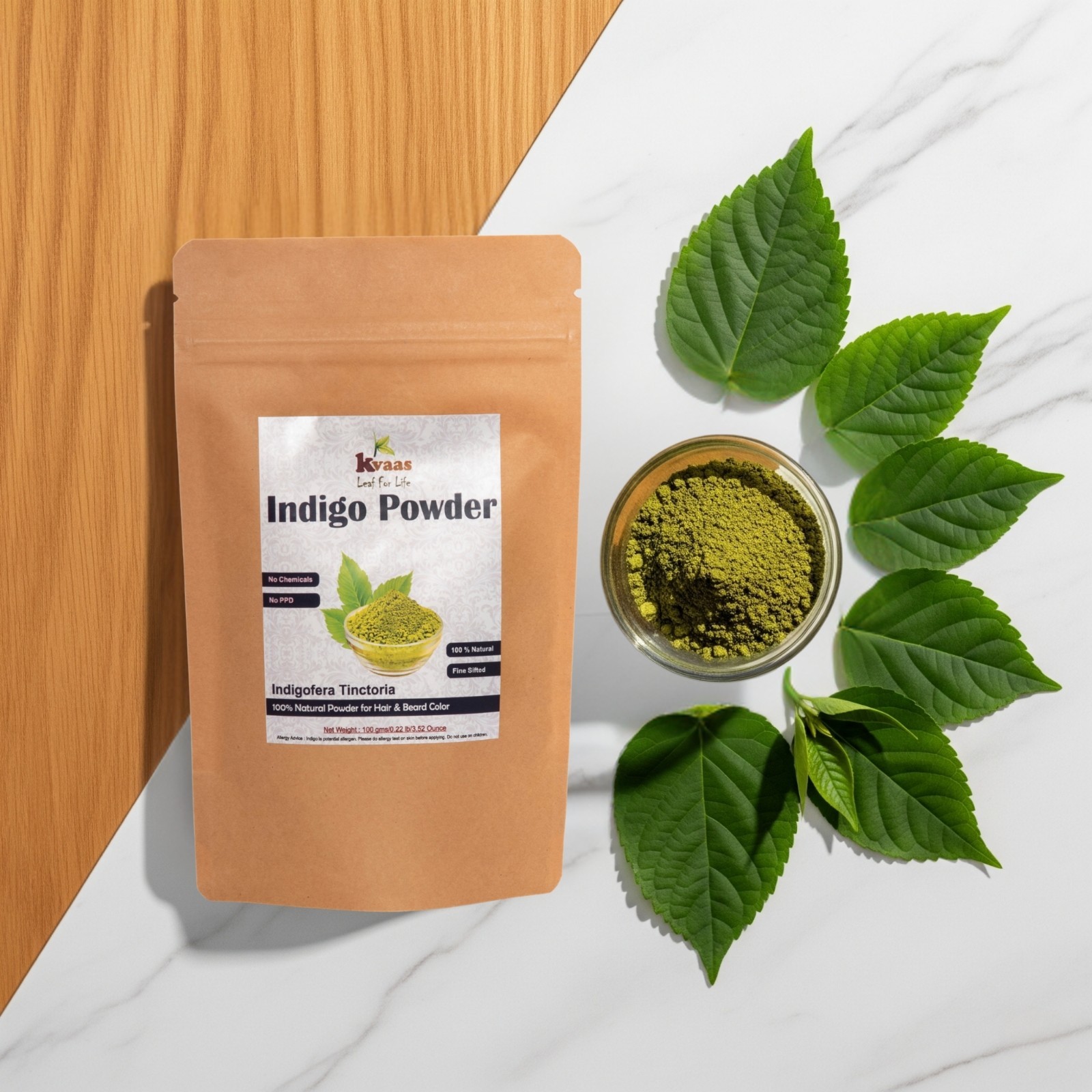 Kvaas 100 g Natural Indigo Powder for Hair & Beard