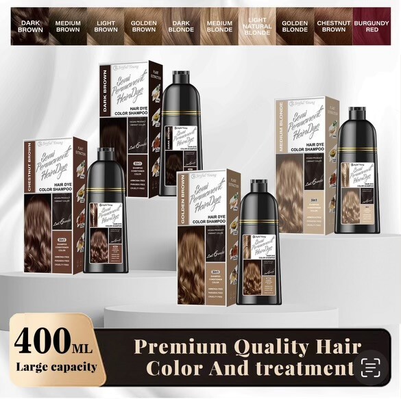 All Natural Instant Hair Dye Color Shampoo With Argan Oil, more than 10 colors.