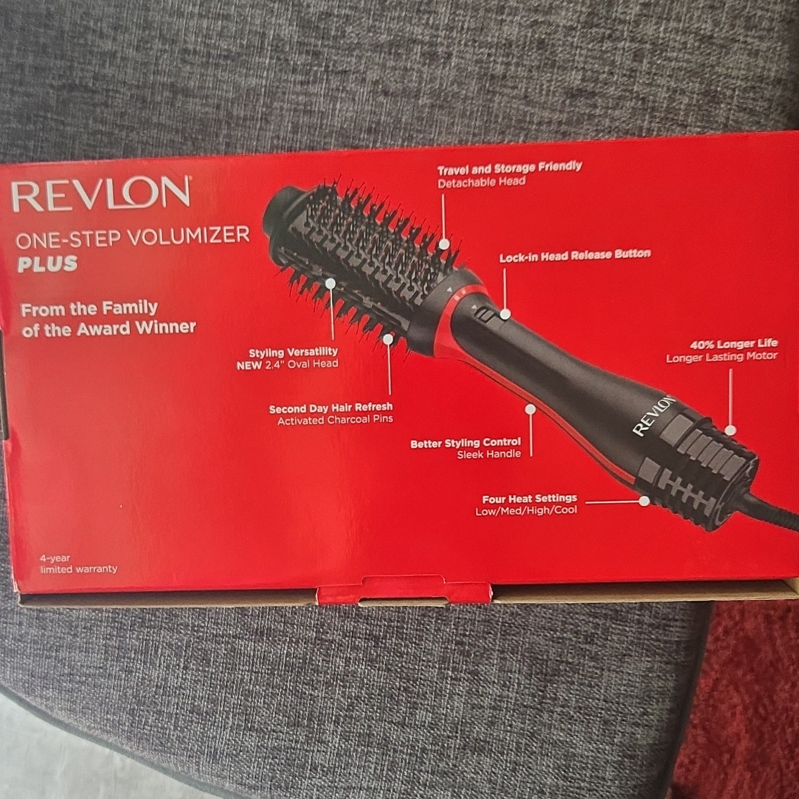Revlon One-Step Volumizer Plus 2.4 in Barrel Hair Dryer Ionic Tech Black/Red