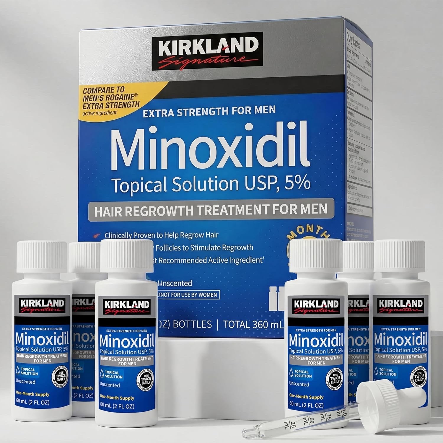 Kirkland Signature Minoxidil 5% Extra Strength Men Hair Regrowth 12 Month Supply