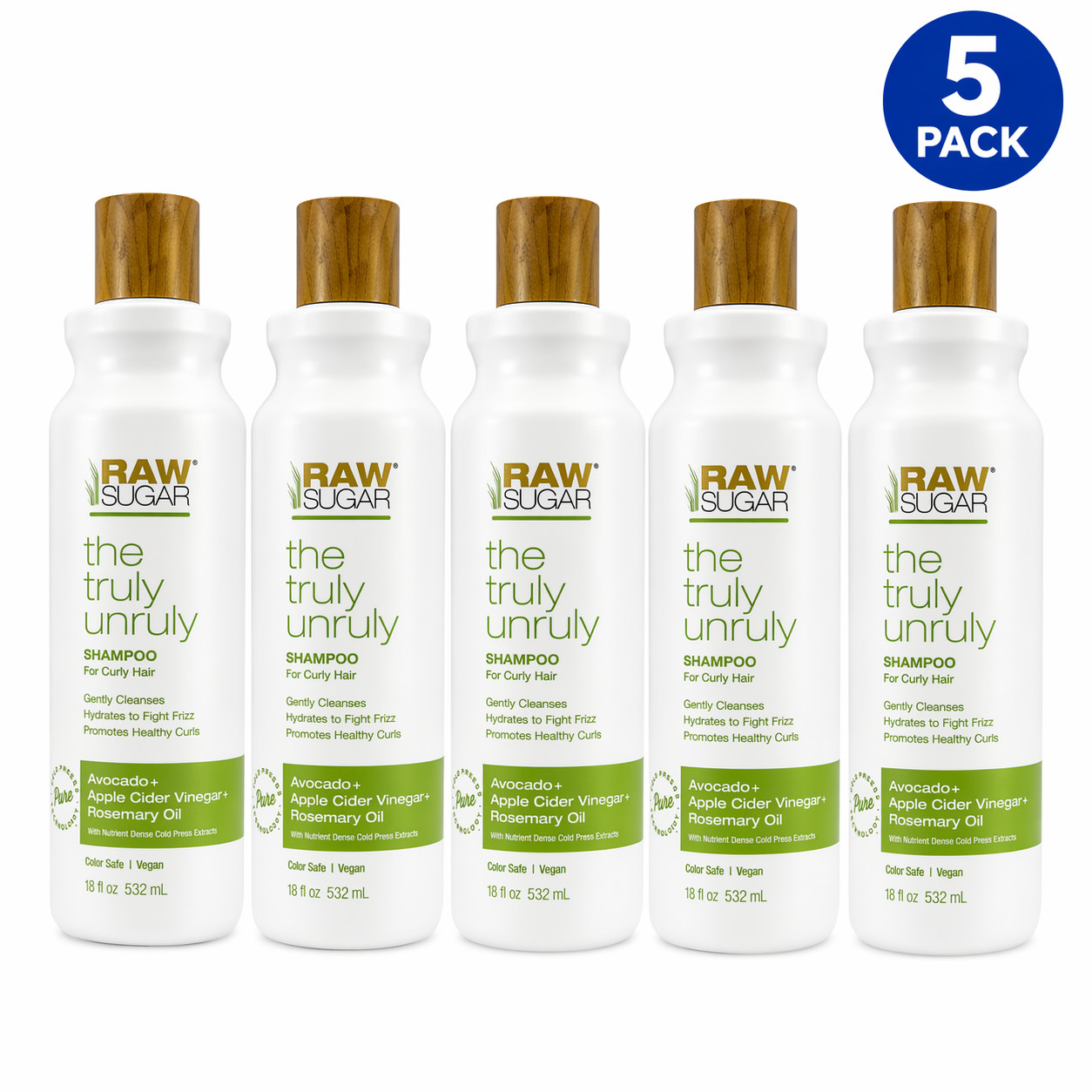 Raw Sugar The Truly Unruly Shampoo Avocado Apple Cider Vinegar Rosemary Oil 5 Pk