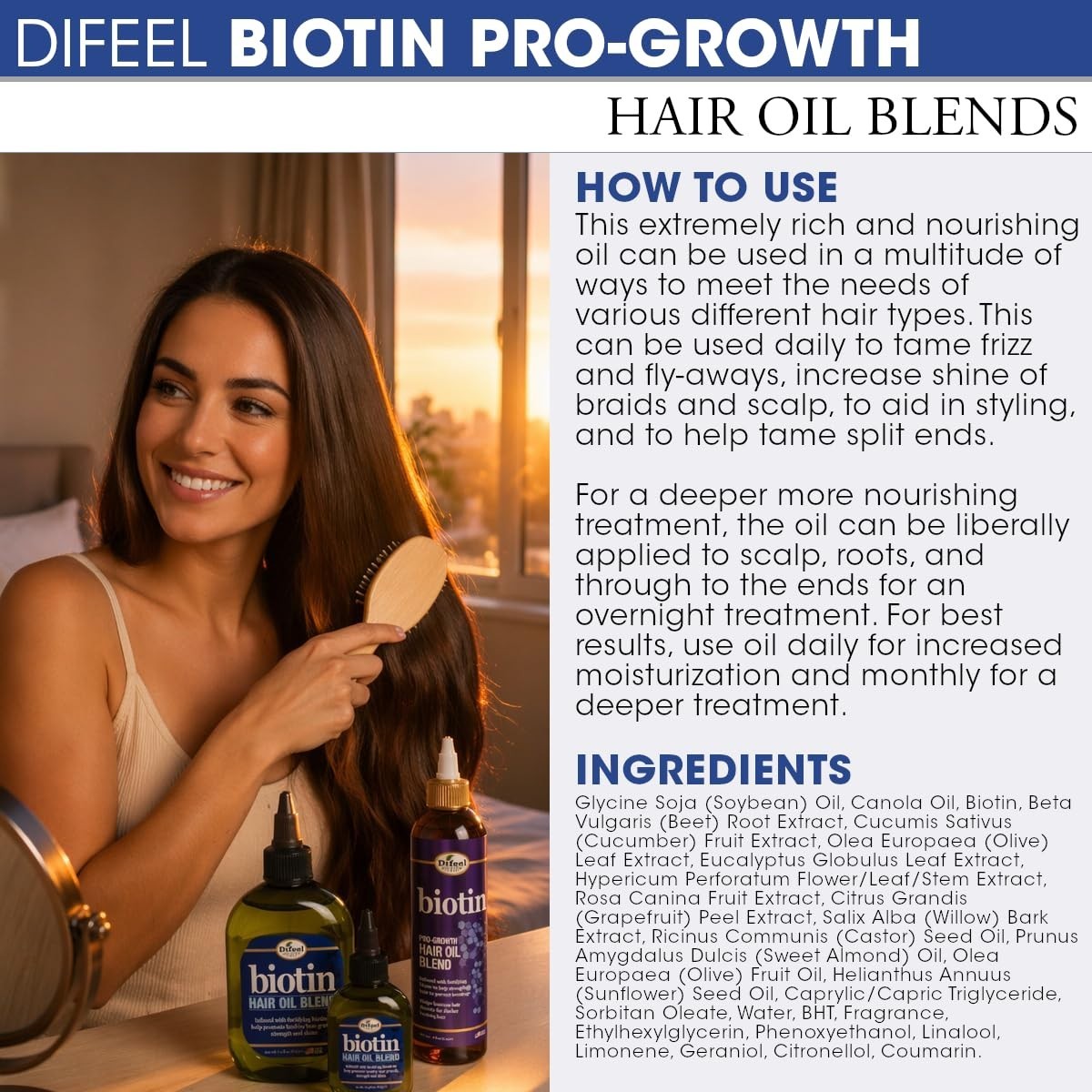 Thickening Biotin Hair Oil 8 oz – Nourish, Moisturize & Strengthen Your Strands