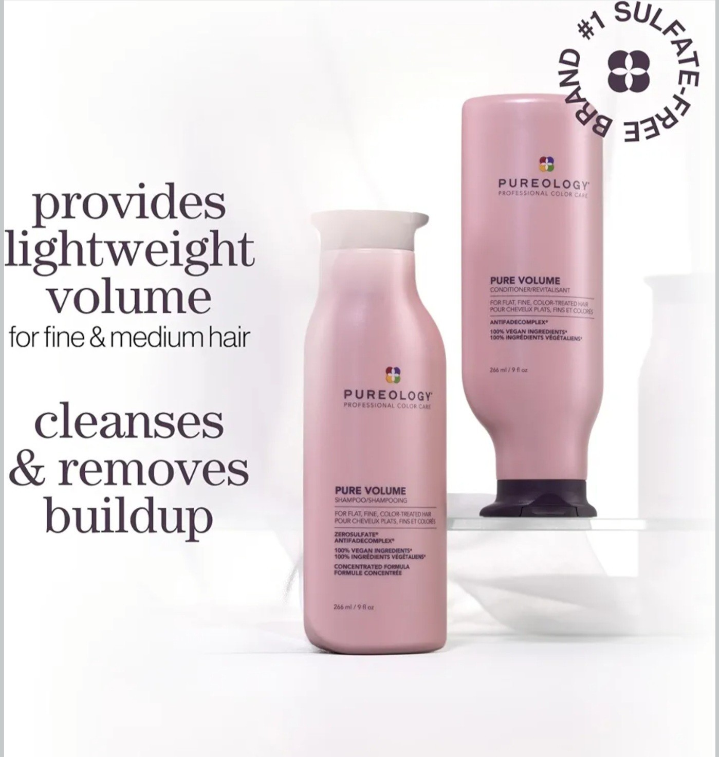 NEW Pureology Pure Volume for Fine Flat Hair Shampoo & Conditioner Set 9 FlOz Ea