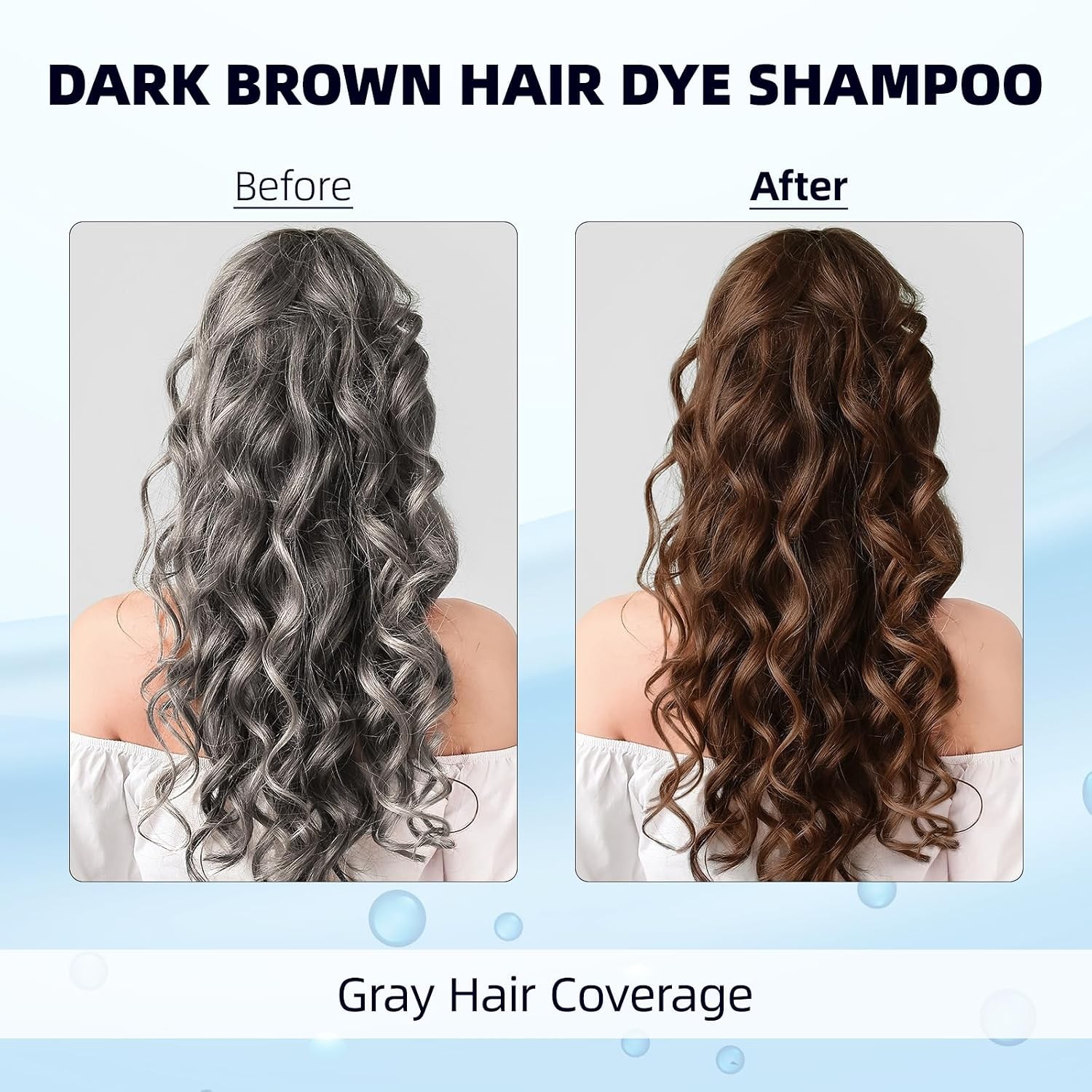 3 in 1 Hair Dye Shampoo 500ml Dark Brown Hair Color Shampoo Instant Hair Dye