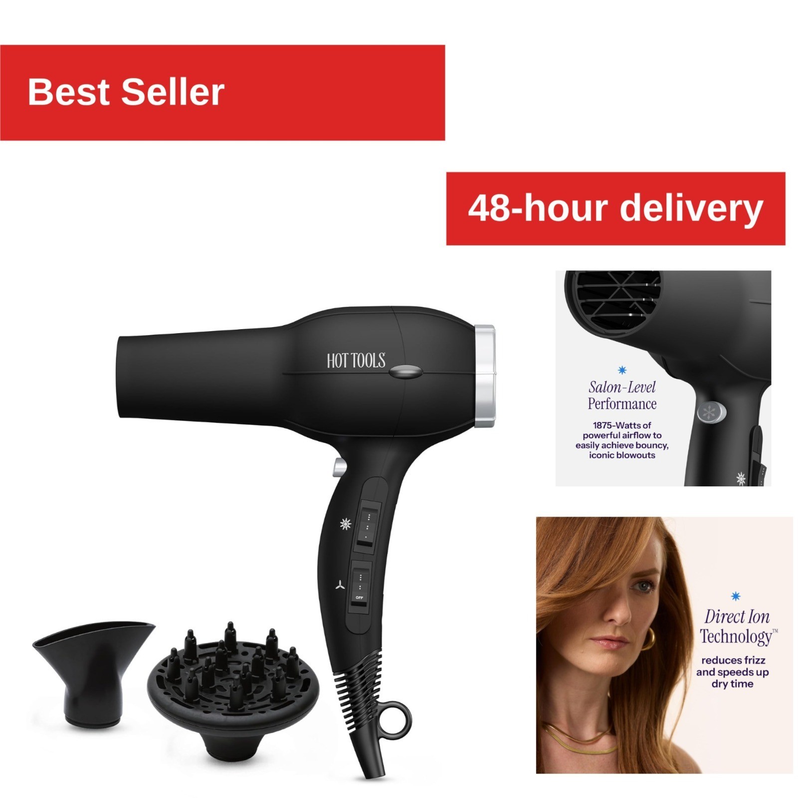 HOT TOOLS Pro Artist 1875W Turbo Ionic Hair Dryer – Fast Drying, Lightweight
