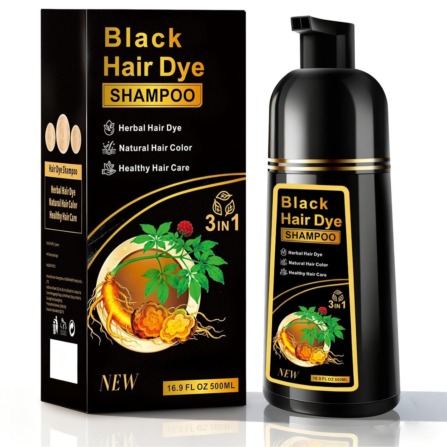 Hair Dye Shampoo 3 in 1 Hair Shampoo Instant Hair Dye Herbal Ingredients US