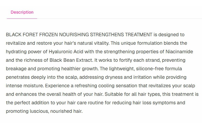BLACK FORET Frozen Nourishing & Strengthens Treatment 250ml Korean Seller NEW