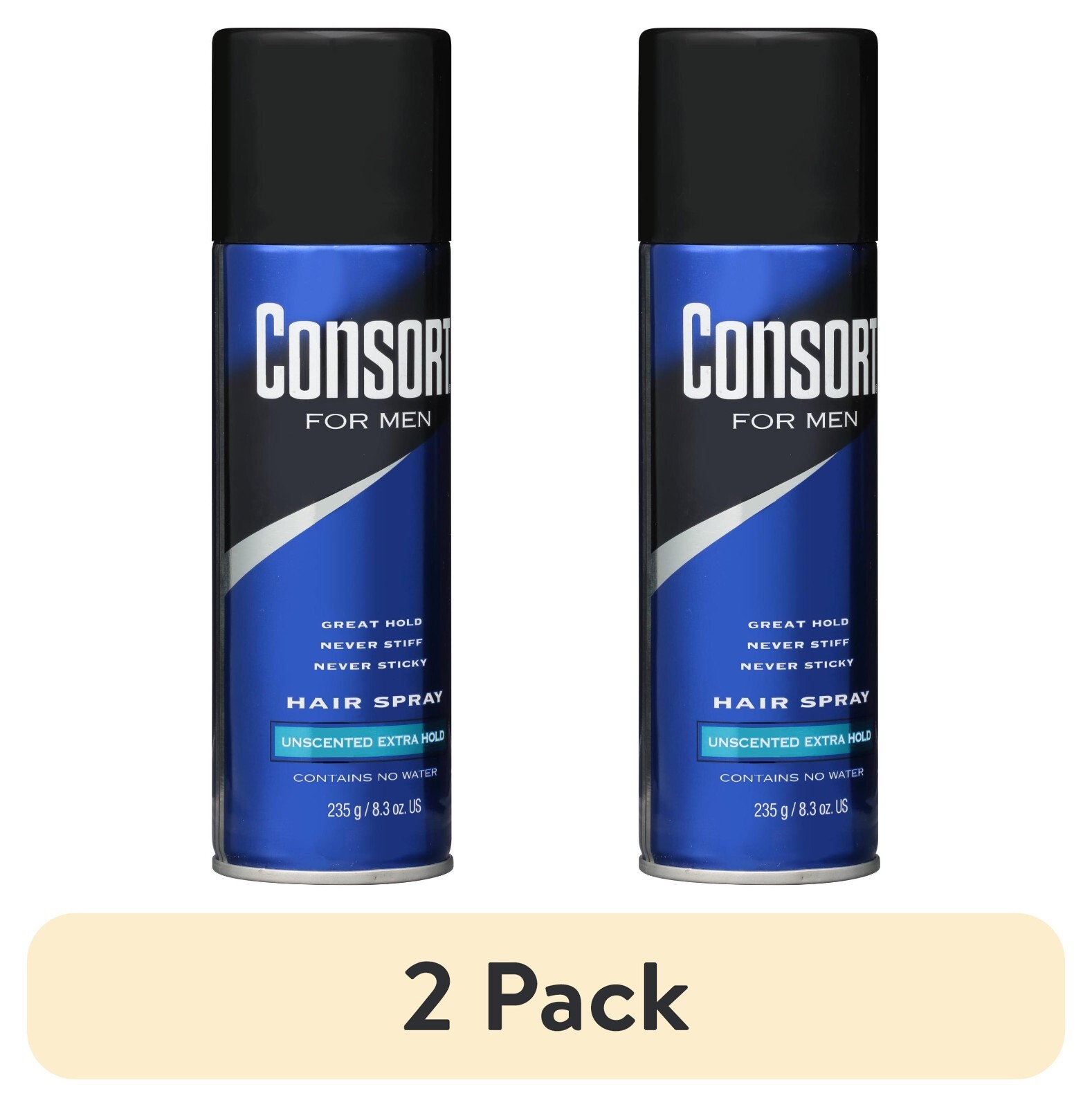 (2 pack) Consort Unscented Extra Hold Hair Spray for Men, 8.3 oz.Shine Enhancing