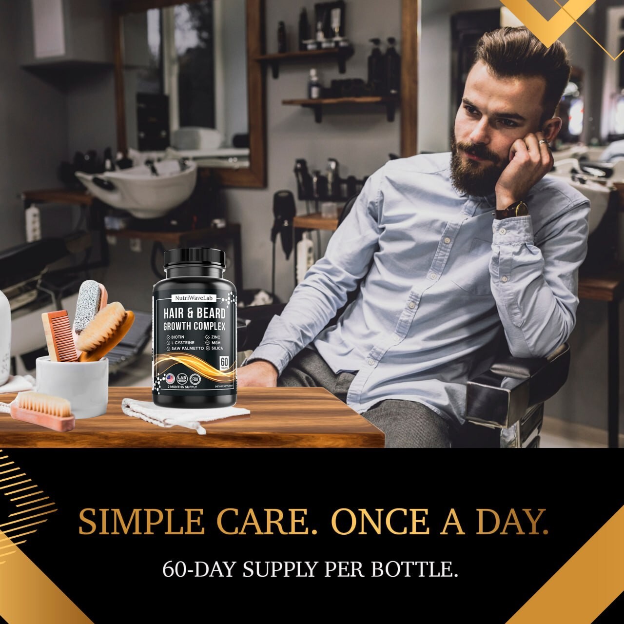 Hair Growth Vitamins For Men – Anti Hair Loss Pills. Regrow Hair & Beard.60days
