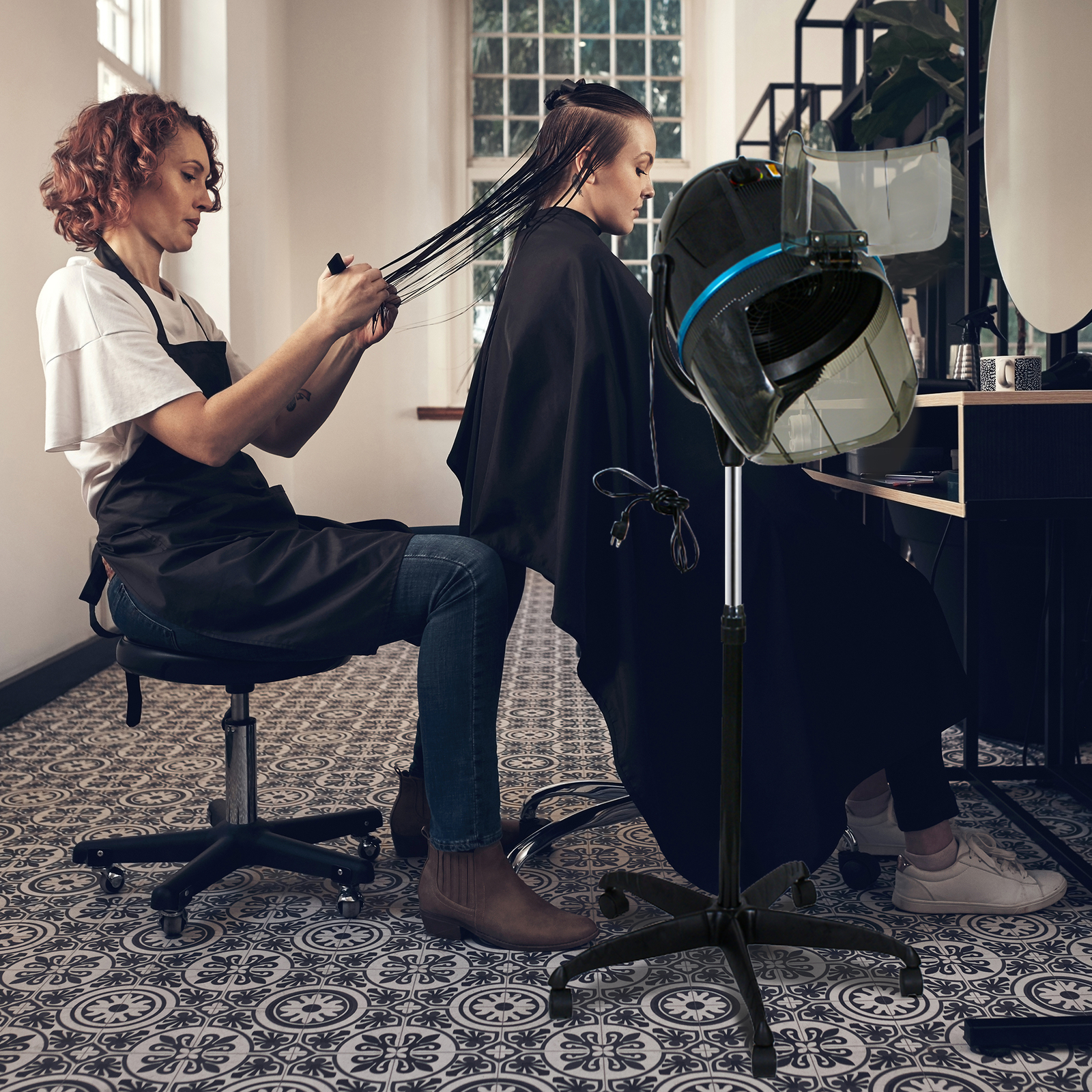 Professional 1300W Hair Bonnet Dryer Hot Perm Adjustable Height Salon Use