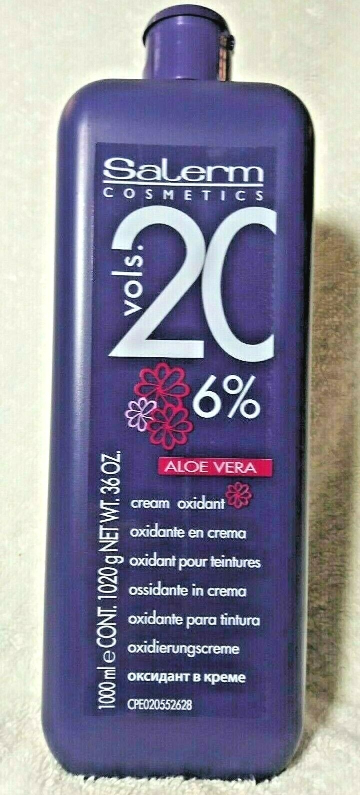 Salerm Cream Oxidant Developer Peroxide Oxidant 20 Vol. 6% Aloe Vera 36oz/1000ml