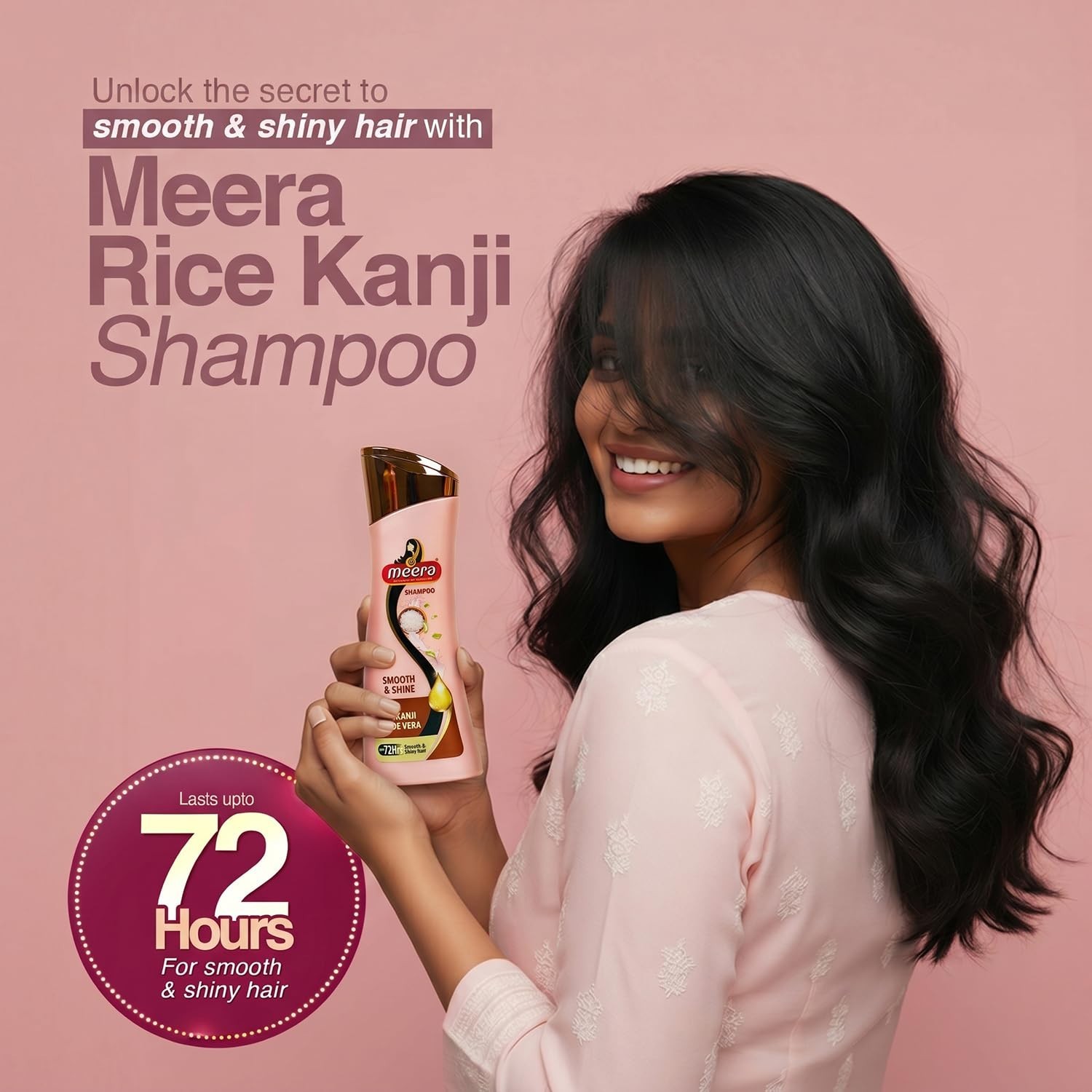 Meera Smooth & Shine Shampoo with Rice Kanji & Aloe Vera Nourishes 180ml