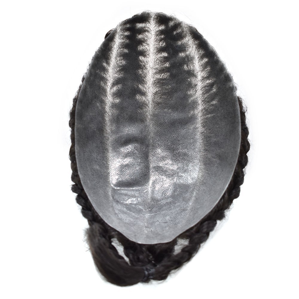 Cornrow Braids Toupee for Men Hairpiece Box Braided Mens Hair Unit Male Braiding