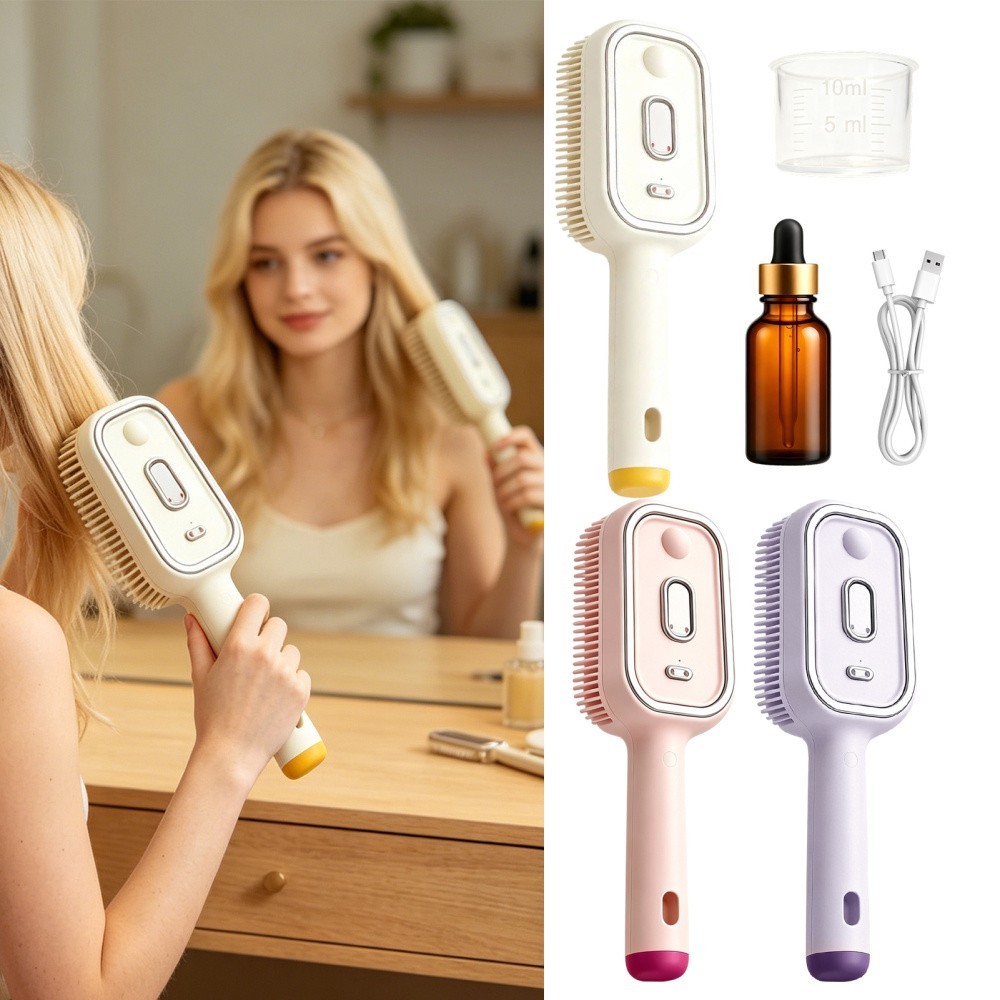 Electric Spray Air Cushion Massage Comb Rechargeable Nano Mist Hair Brush
