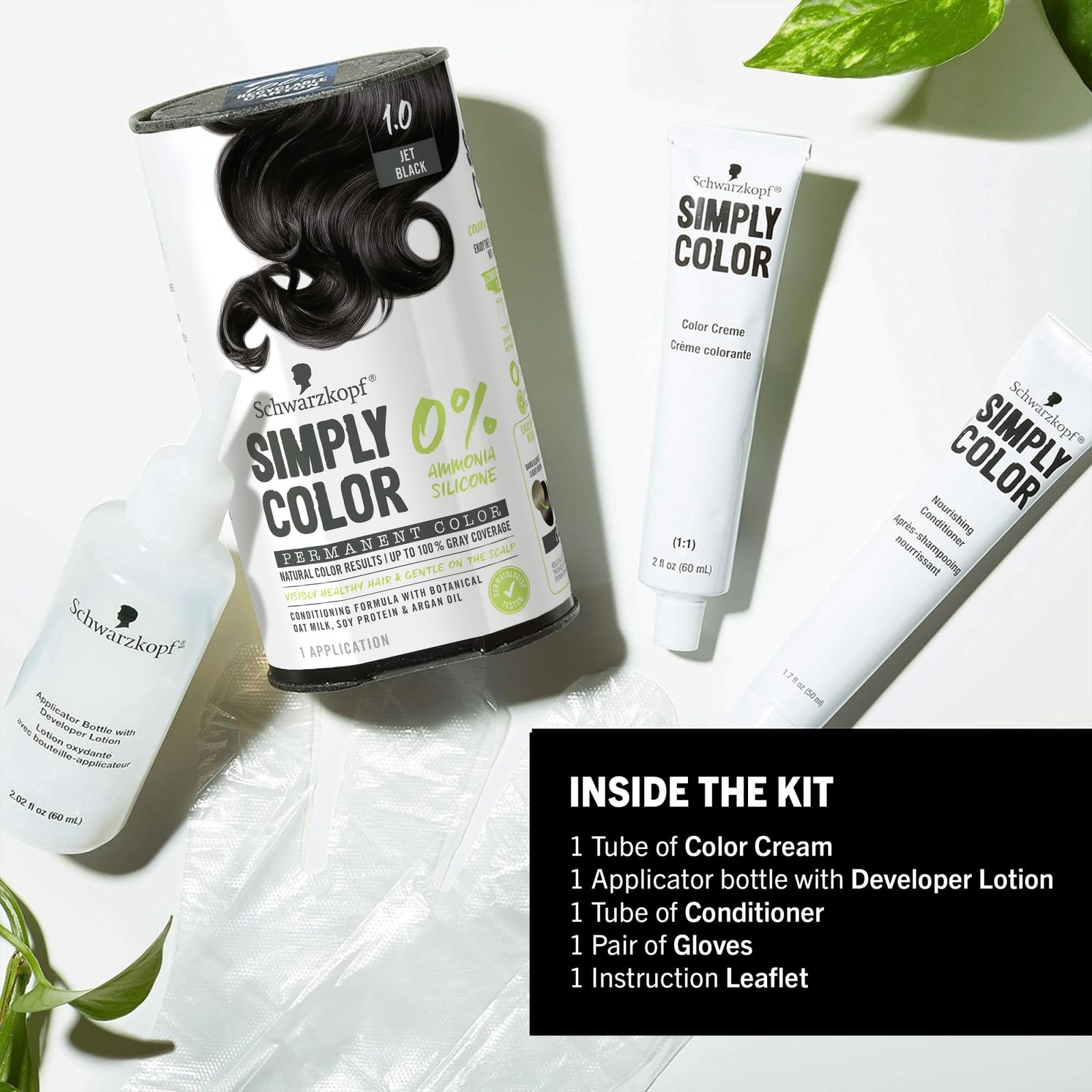 Schwarzkopf Simply Color 1.0 Jet Black Permanent 4 Piece Set,
