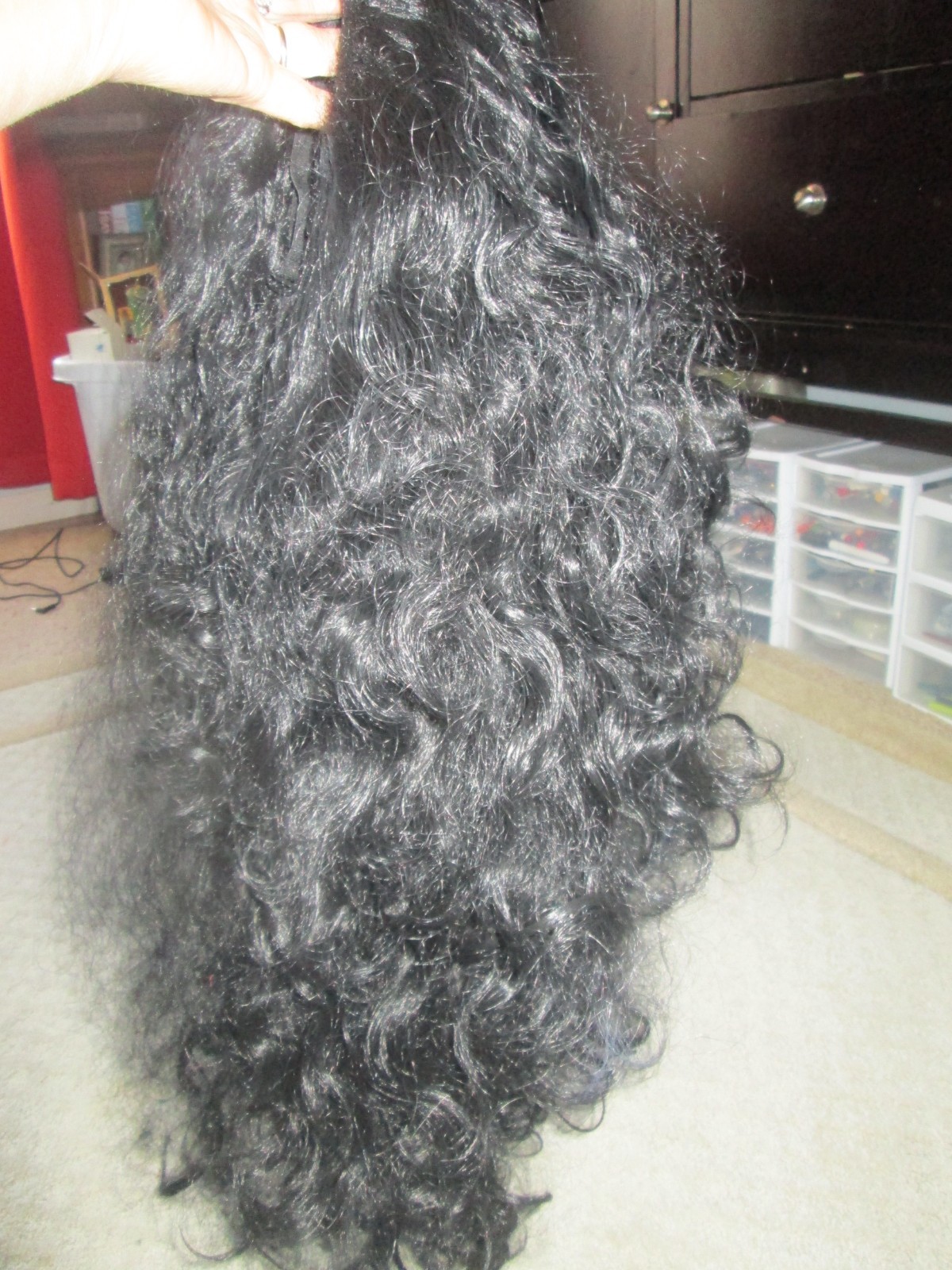 Unbranded Black LONG Curly Wig Adjustable Stylish Hairpiece w/ Clip in