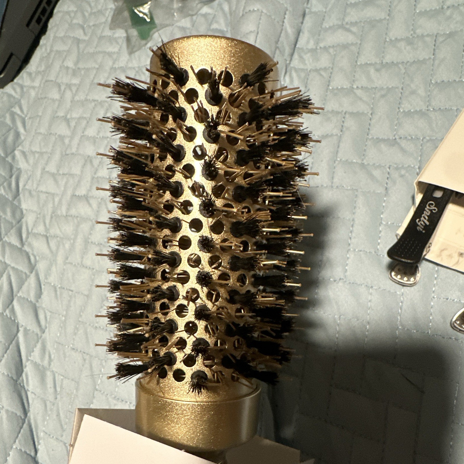 Snelyi Ventilated Round Hair Brush Gold/Black Metal & Plastic 10 in