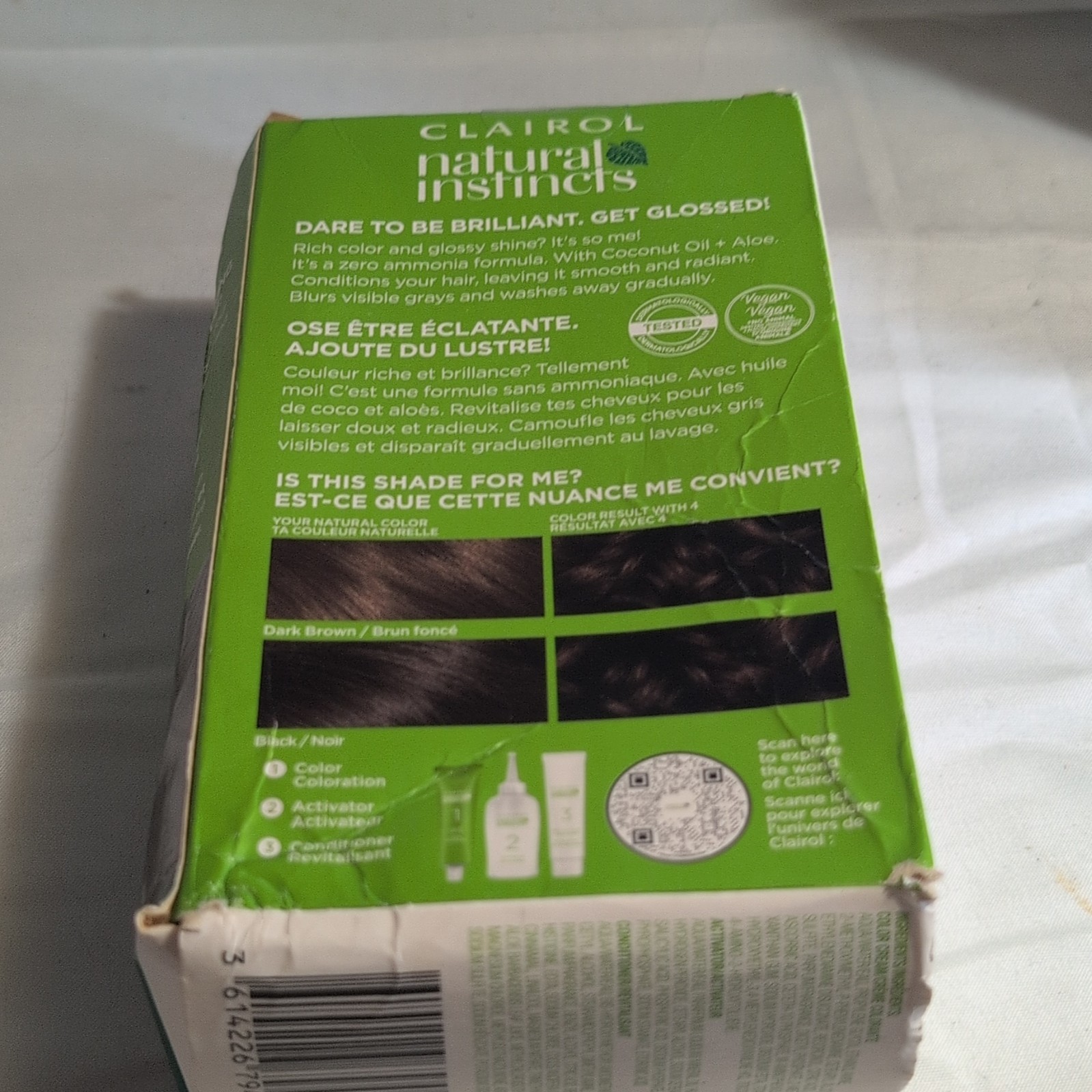 Clairol Natural Instincts Hair Dye 4 Dark Brown Zero Ammonia Vegan Cream