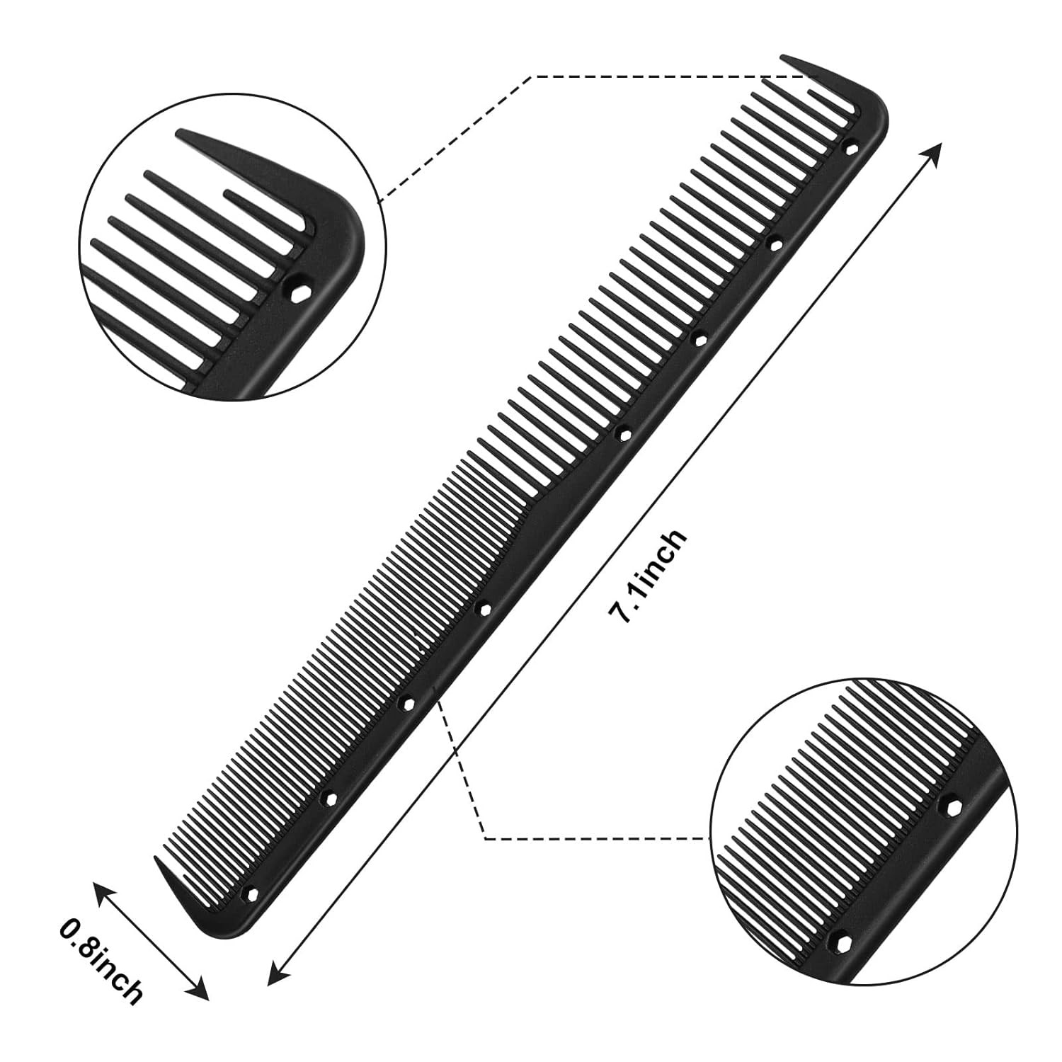 Leinuosen 12 Pcs Carbon Fine Cutting Comb for Salon Hairdressing, Heat Resistant