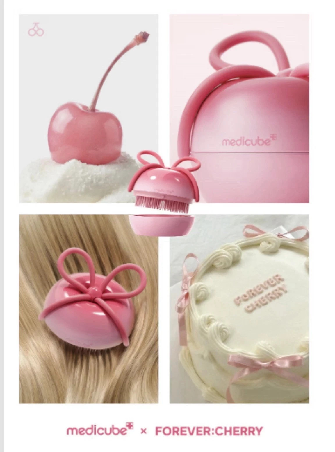 medicube x FOREVER:CHERRY Hairbrush Ribbon Cherry Red New