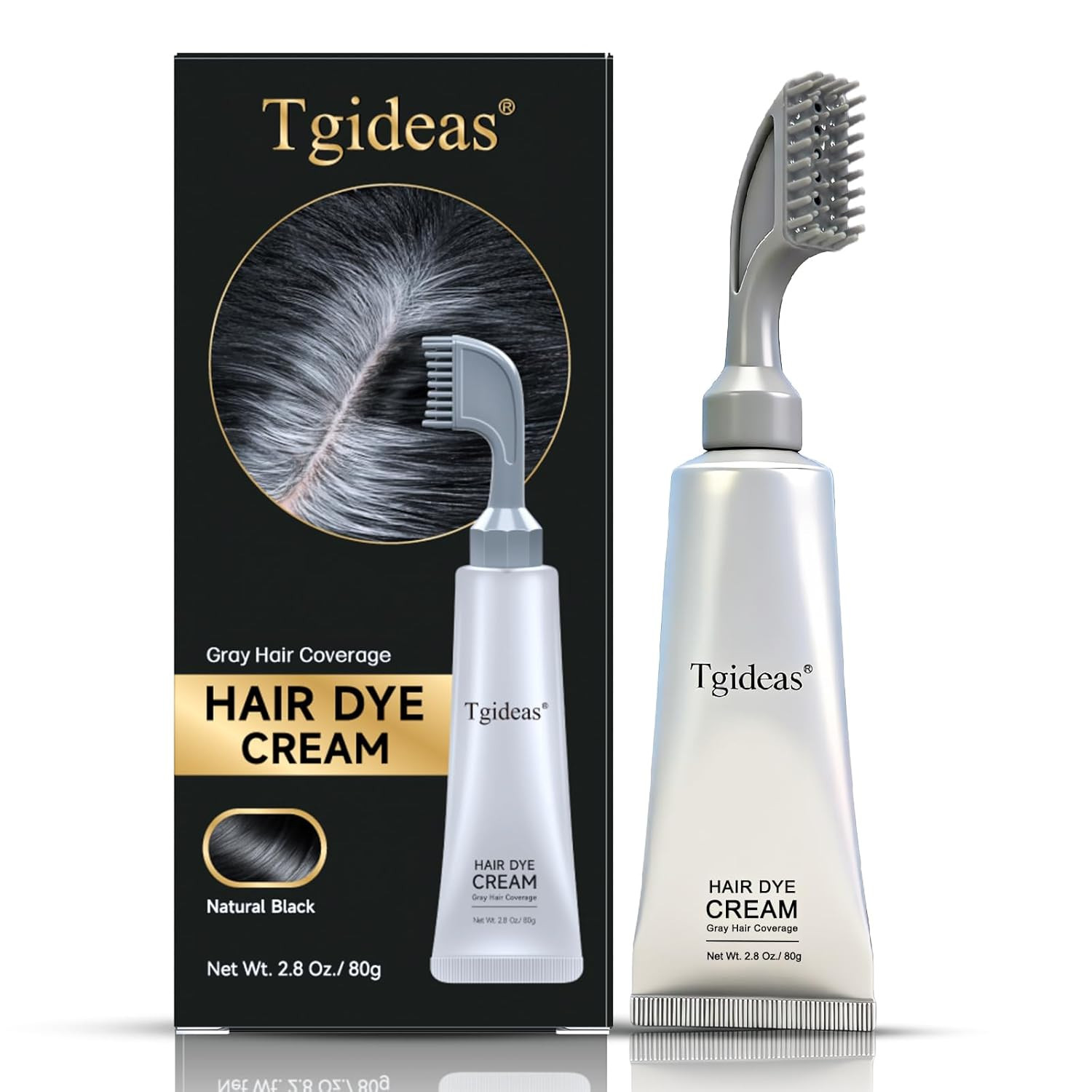 Hair Dye Comb Root Touch Up, Ammonia Free Gray Coverage, Black | Natural Plant E