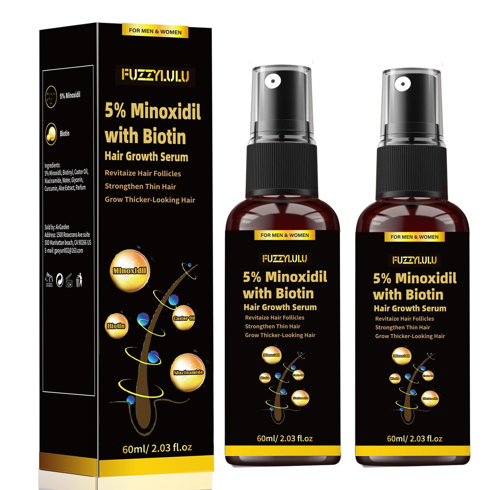 120ml 5% Minoxidil Biotin Hair Growth Serum for Healthier and Thicker Hair