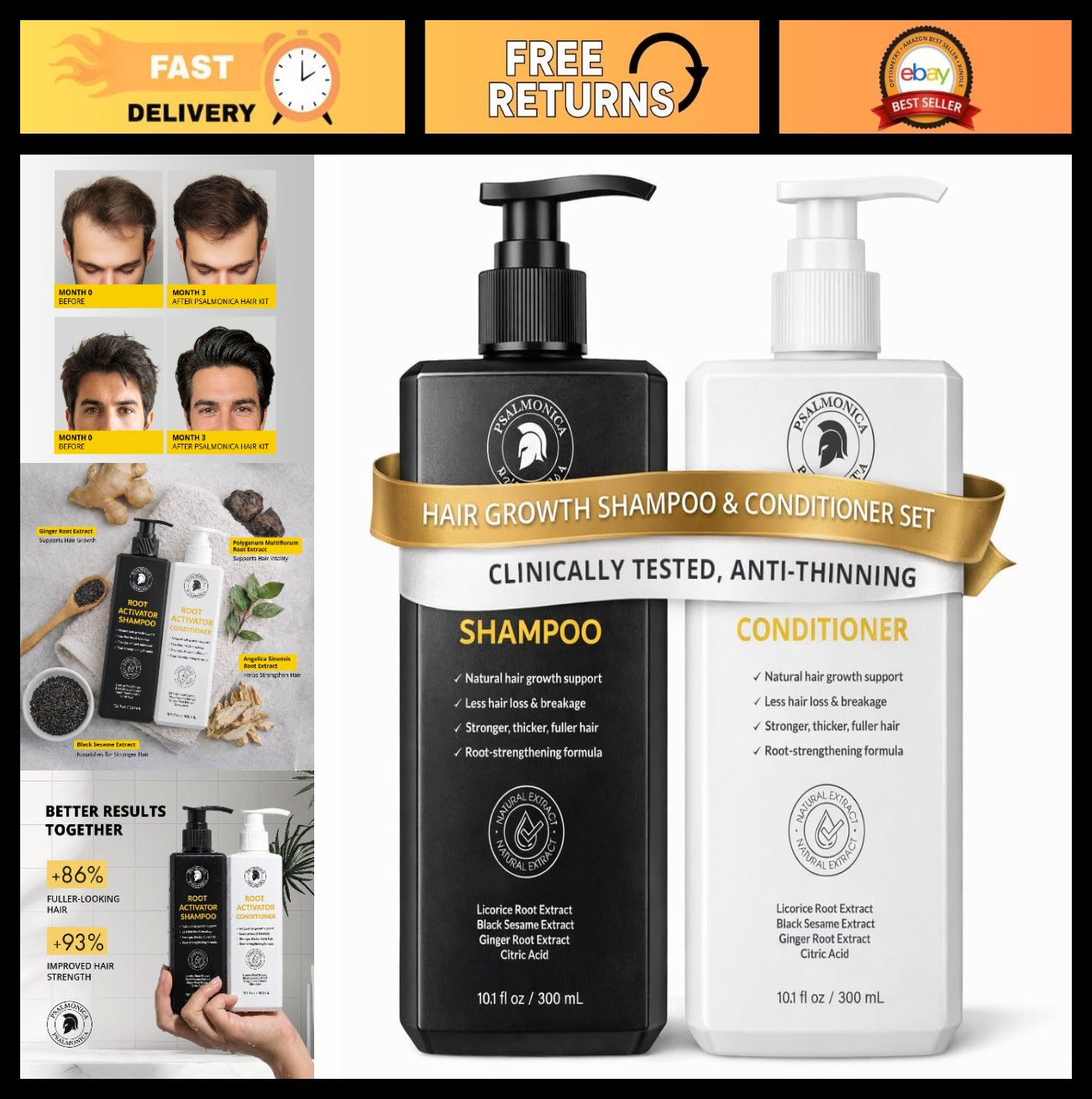 Sulfate-Free Hair Growth Shampoo & Conditioner Set – Thickening for Thinning Hai