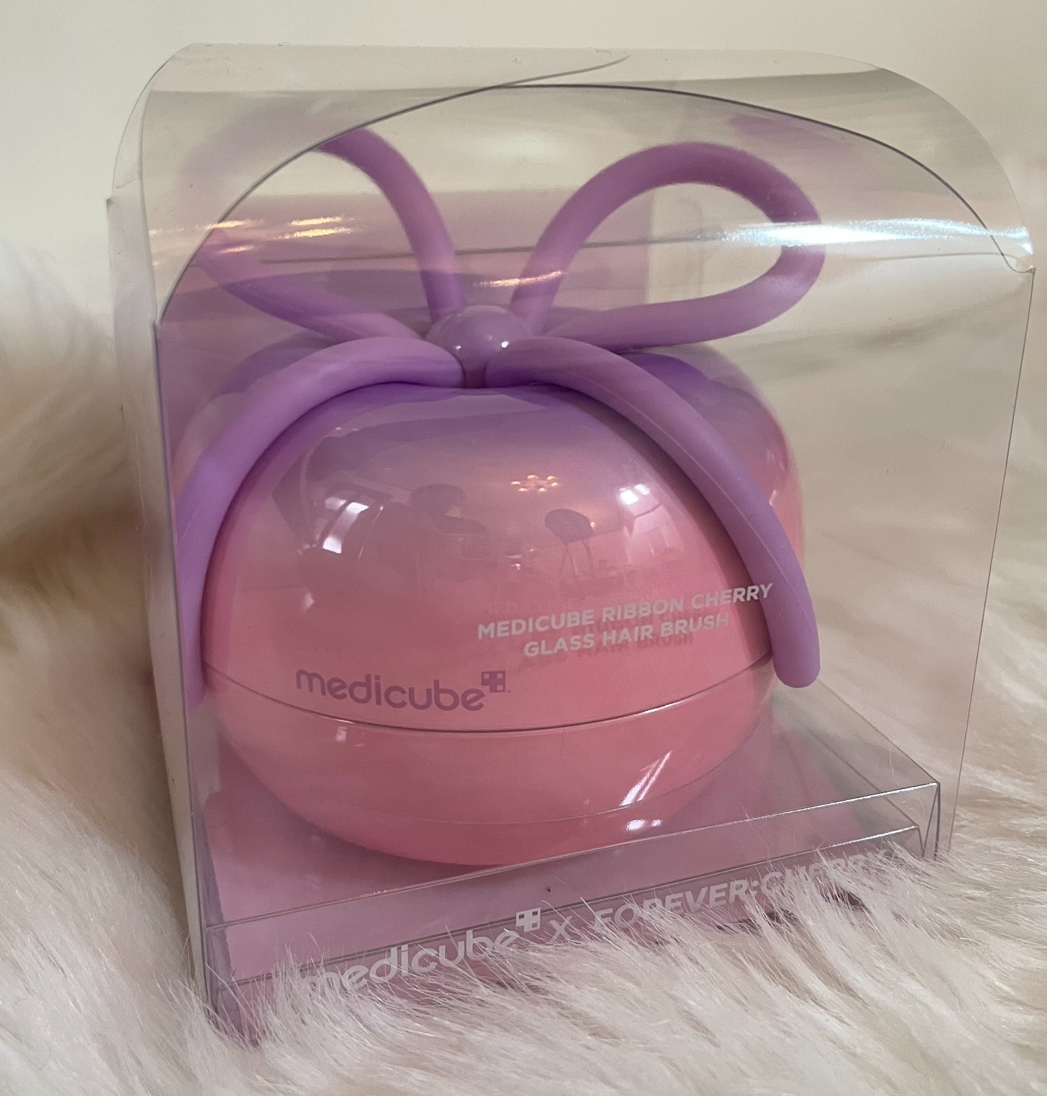 Medicube x FOREVER:CHERRY Hair Brush Ribbon Cherry Vioret Pink New Color