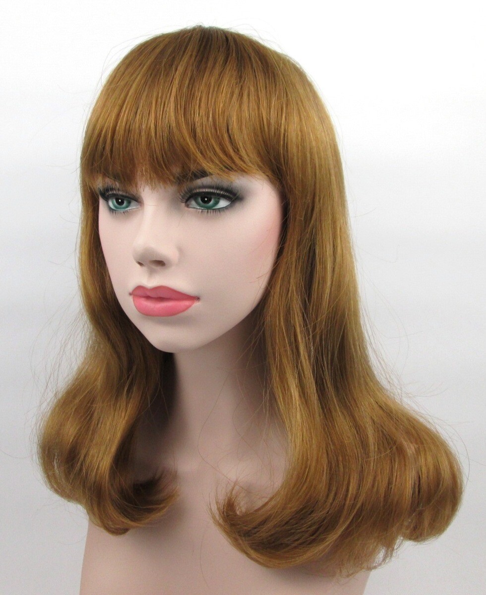 WOMENS LONG STRAIGHT HAIR CHINA DOLL STYLE WIG W/ BOTTOM CURLS & BANGS SUSAN