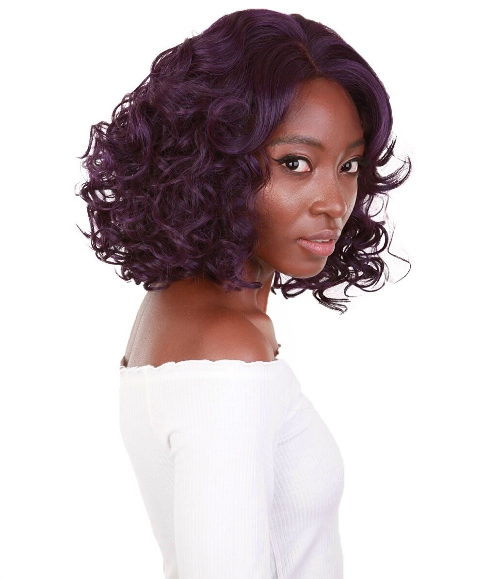 Curly 13 in 4X4 Hand Tied Lace Front Wig, Violet Blend
