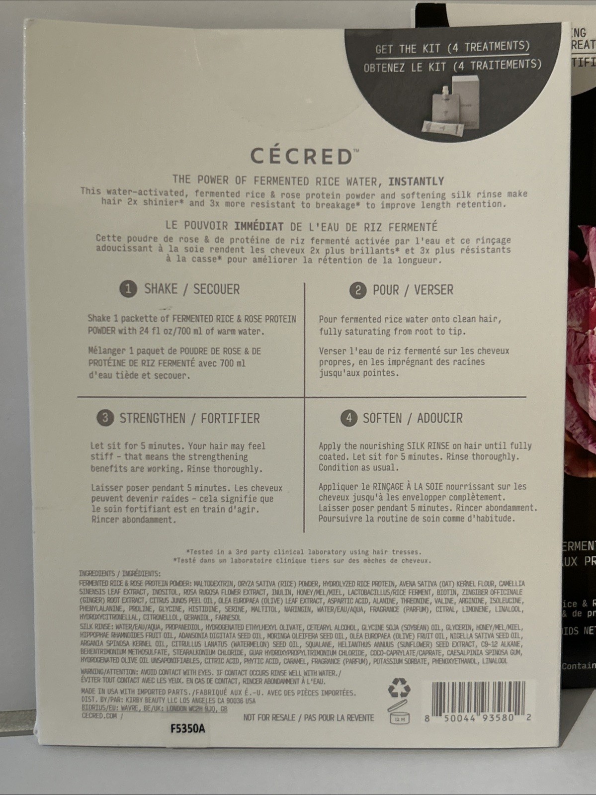 2x CÉCRED Fermented Rice & Rose Protein Ritual Strengthening Softening Treatment
