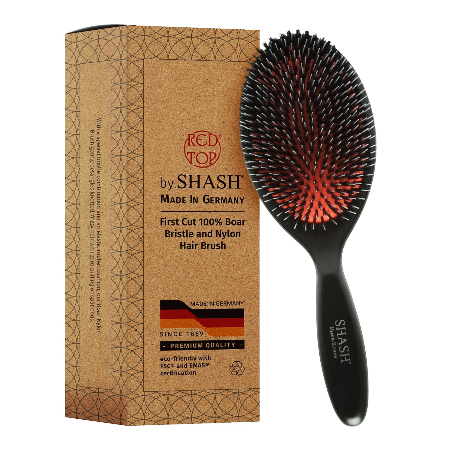 Hand Made Germany Nylon Boar Bristle Hair Brush Large Detangler Normal Thick