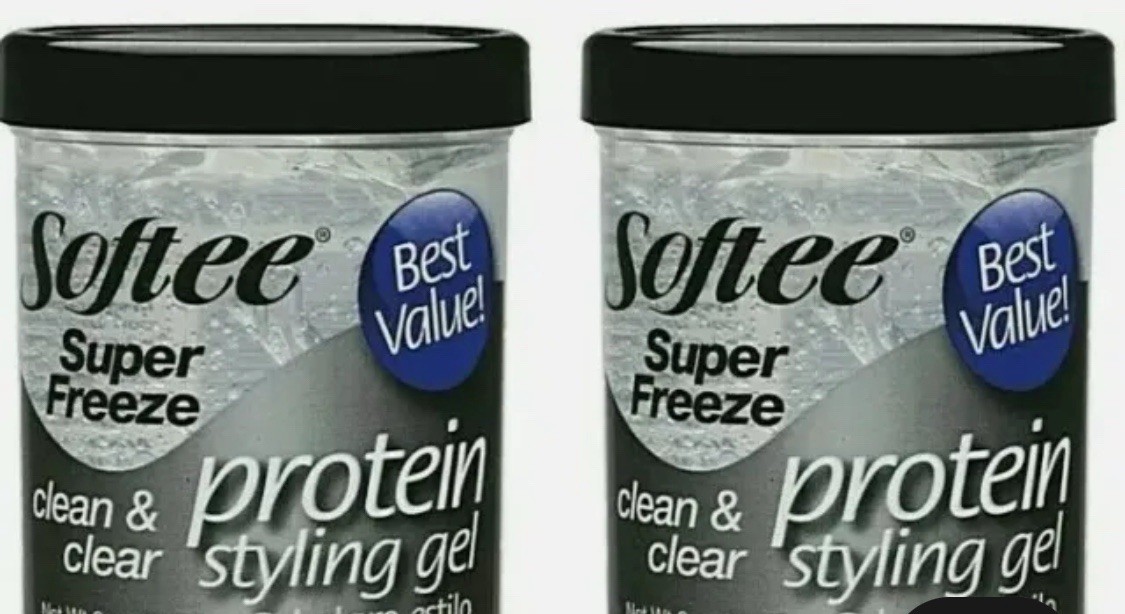 2 pcs Softee Super Freeze Protein Styling Hair Gel, Clear, Unisex, 8 oz Gel
