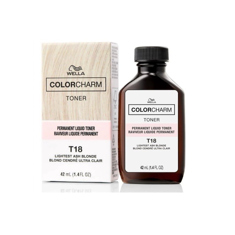 WELLA COLORCHARM Permanent Liquid Hair Toners T18 Lightest Ash Blonde 1.4oz