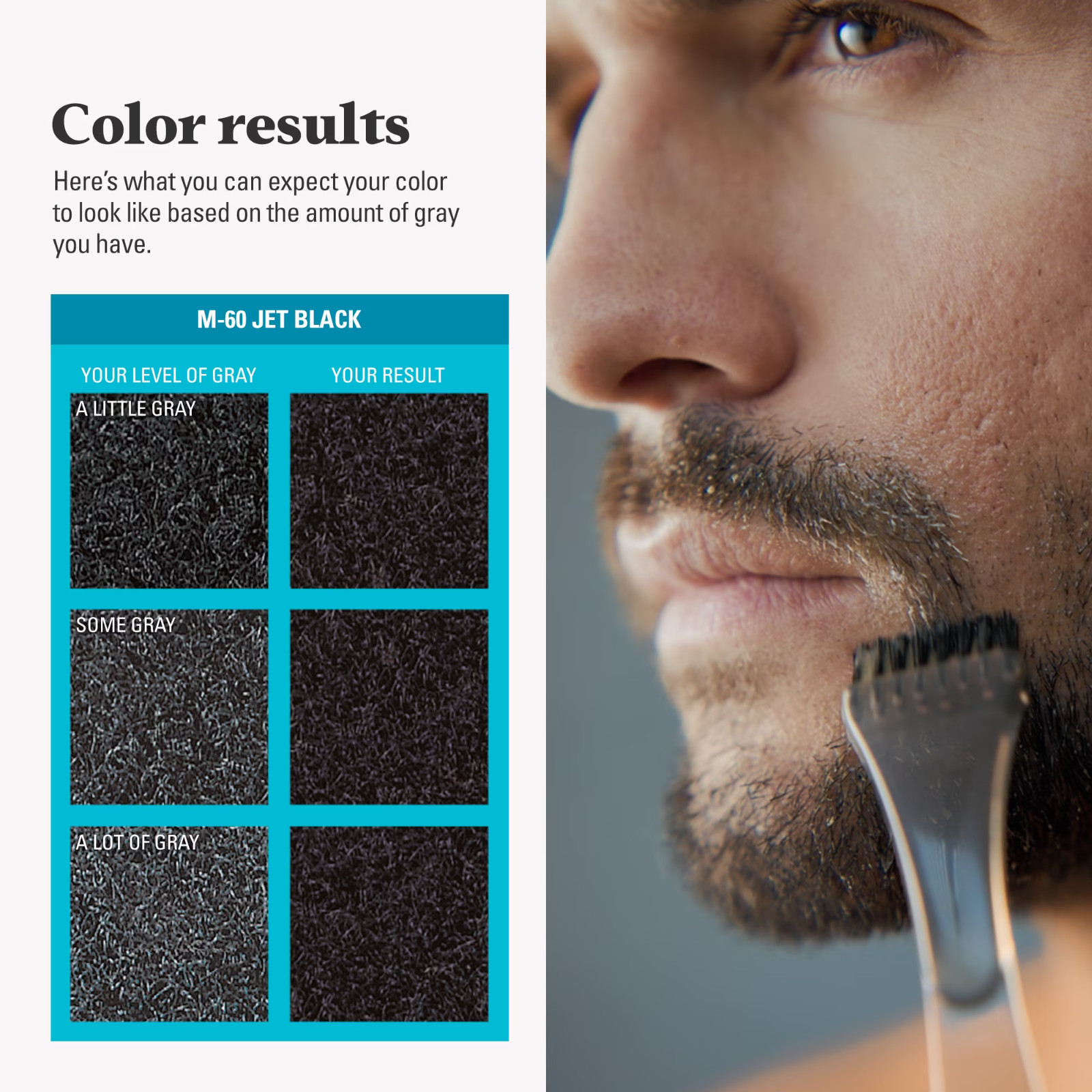 Just For Men Mustache & Beard Dye Jet Black M-60 w/ Brush Pack of 3