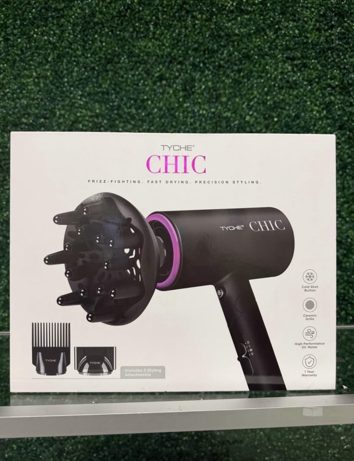 Tyche CHIC Standard Hair Dryer w/ Diffuser, Cold Shot Button, Black