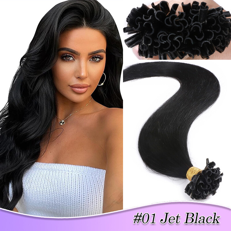 Pre-bonded Keratin Glue Fusion Flat Nail U Tip 100% Remy Human Hair Extensions