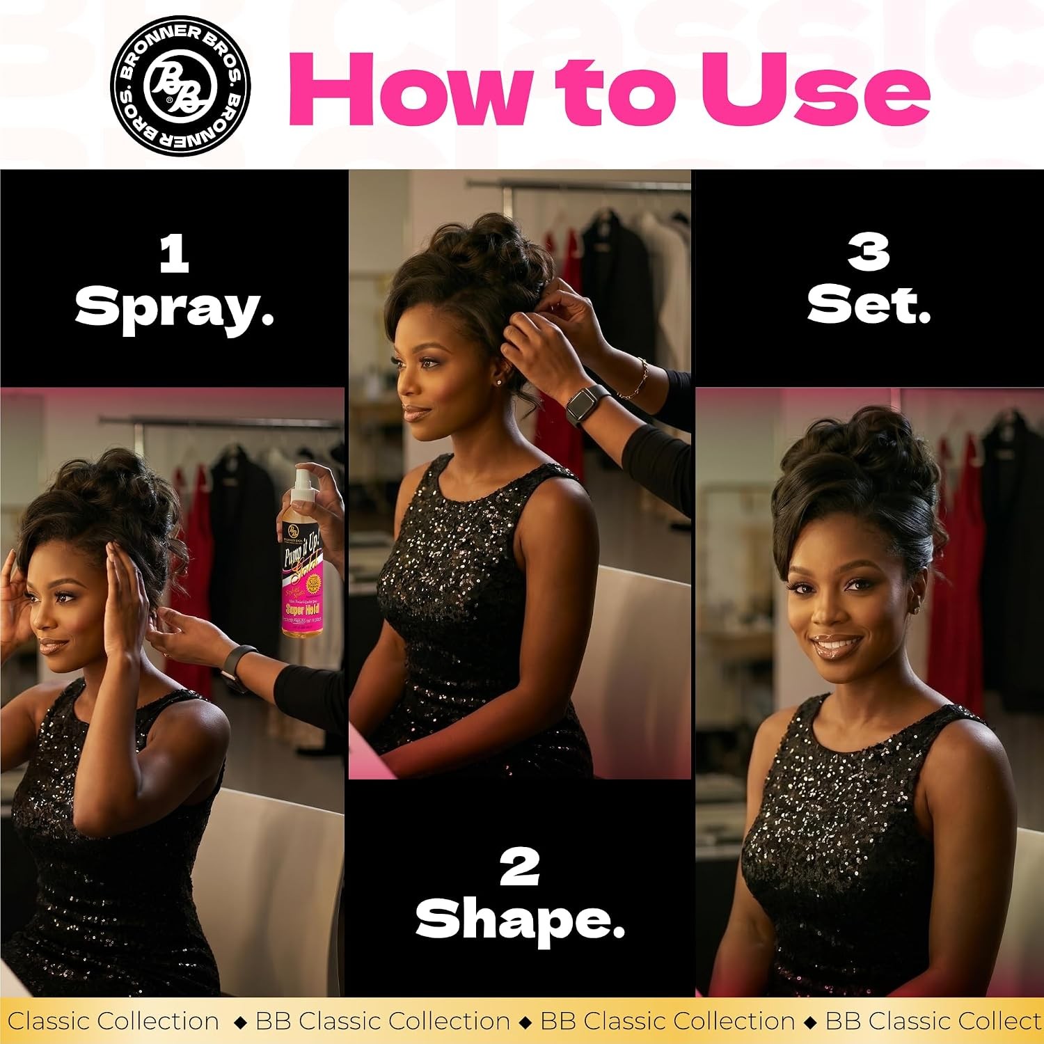 Bronner Bros Pump It Up Gold Styling Spritz Super Hold Hair Spray 8 oz New