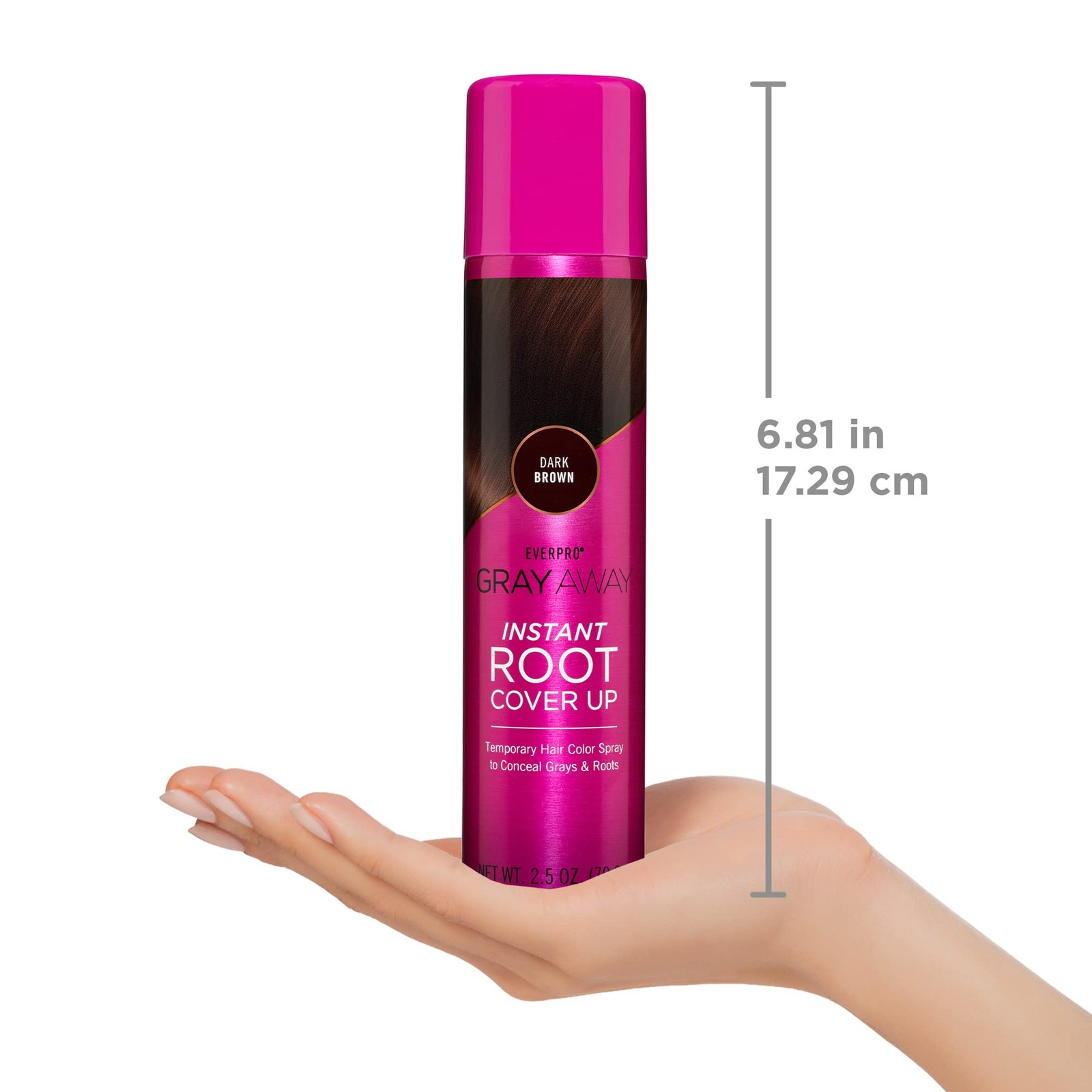 EVERPRO Gray Away Instant Root Cover Up 2.5 Ounce (Pack of 1), Dark Brown