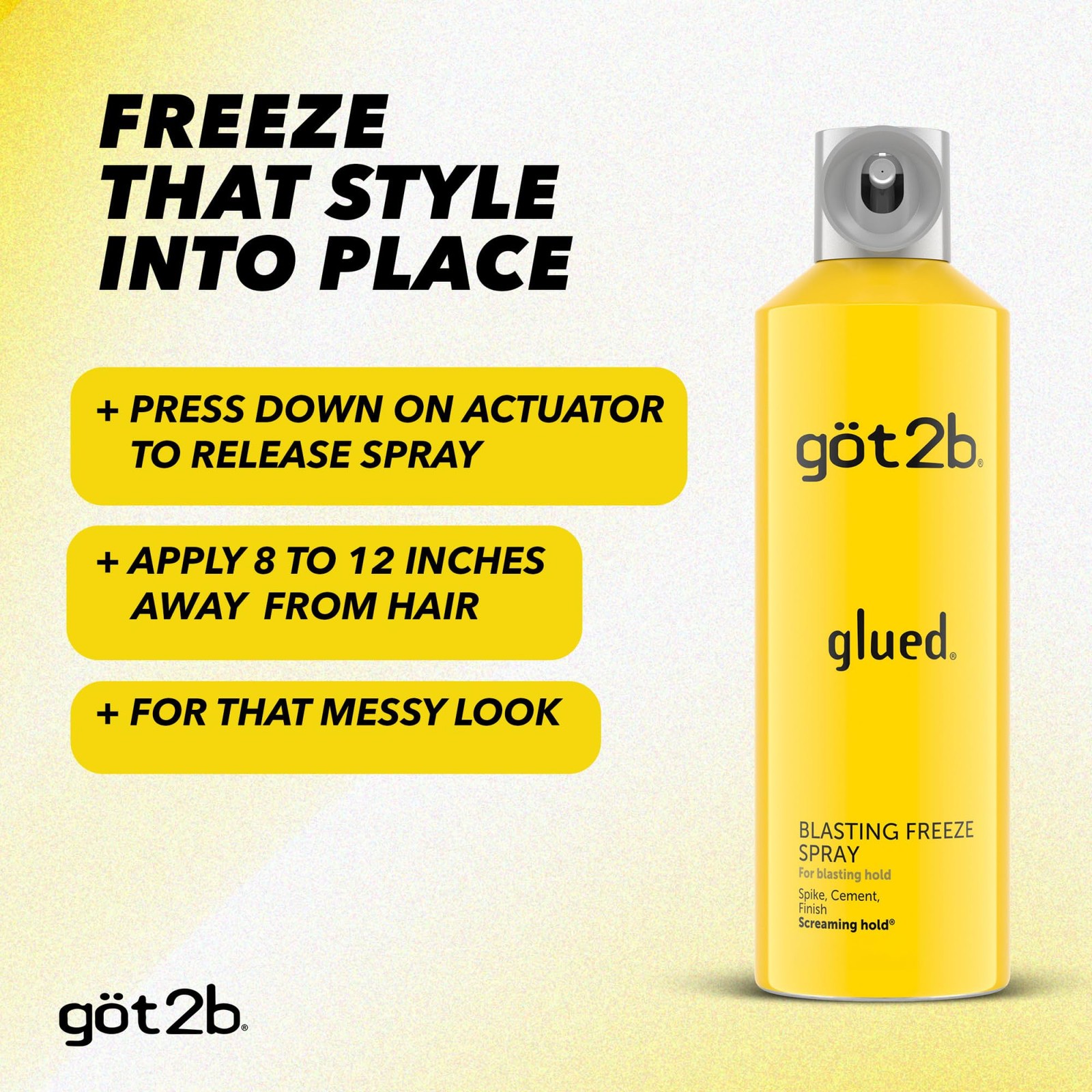 got2b Glued Blasting Freeze Hairspray, 12 oz, 2-Pack, Strong Hold