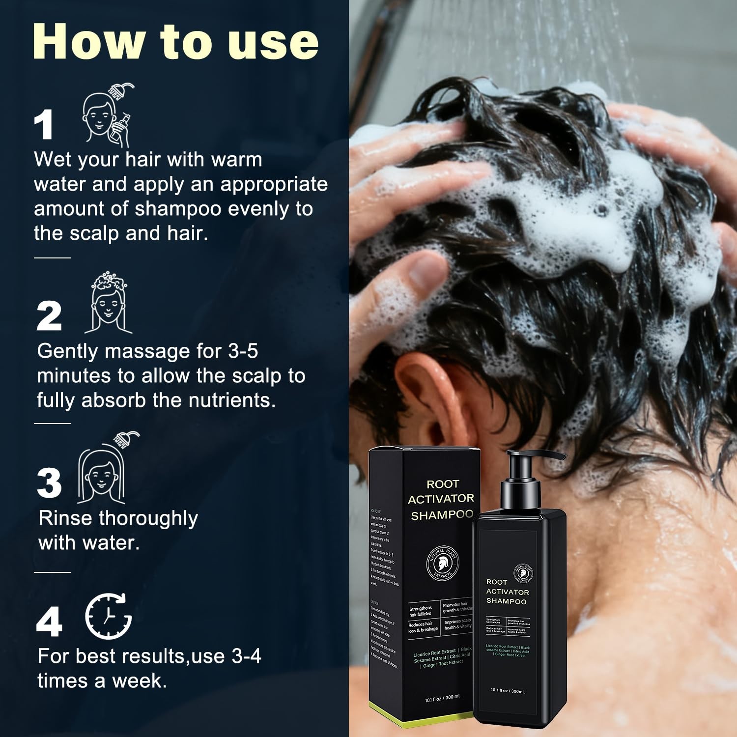 Hair Growth Shampoo for Men – Root Activator for Thinning Hair & Hair Loss – 300