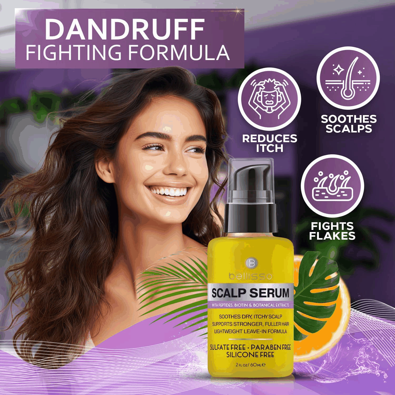 Scalp Serum Dry and Itchy Dandruff Moisturizer 2 Fl Oz Treatment for Women Men