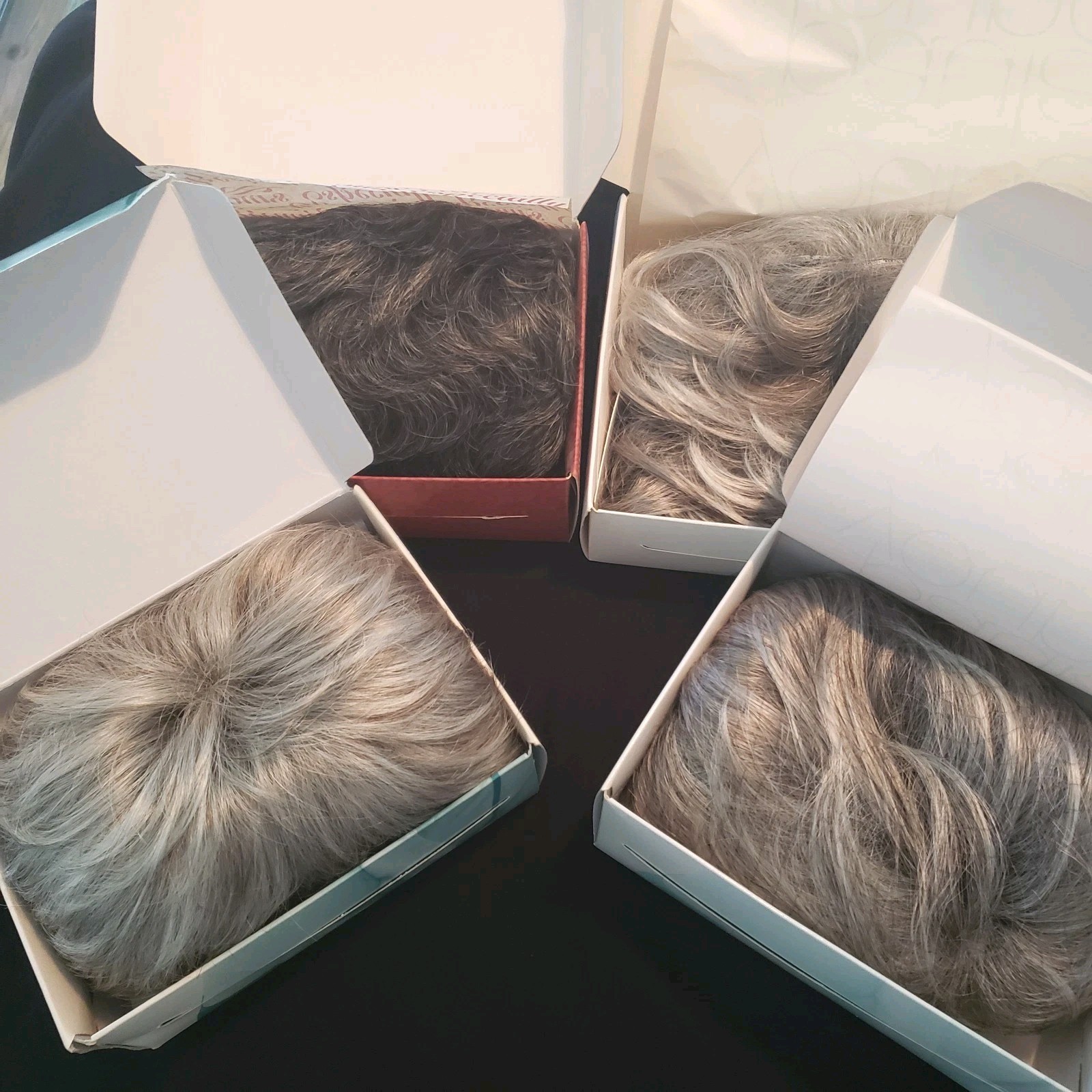 Lot of 4 Vintage Short Haired Adult Female Wigs Paula Young. Grey See pics
