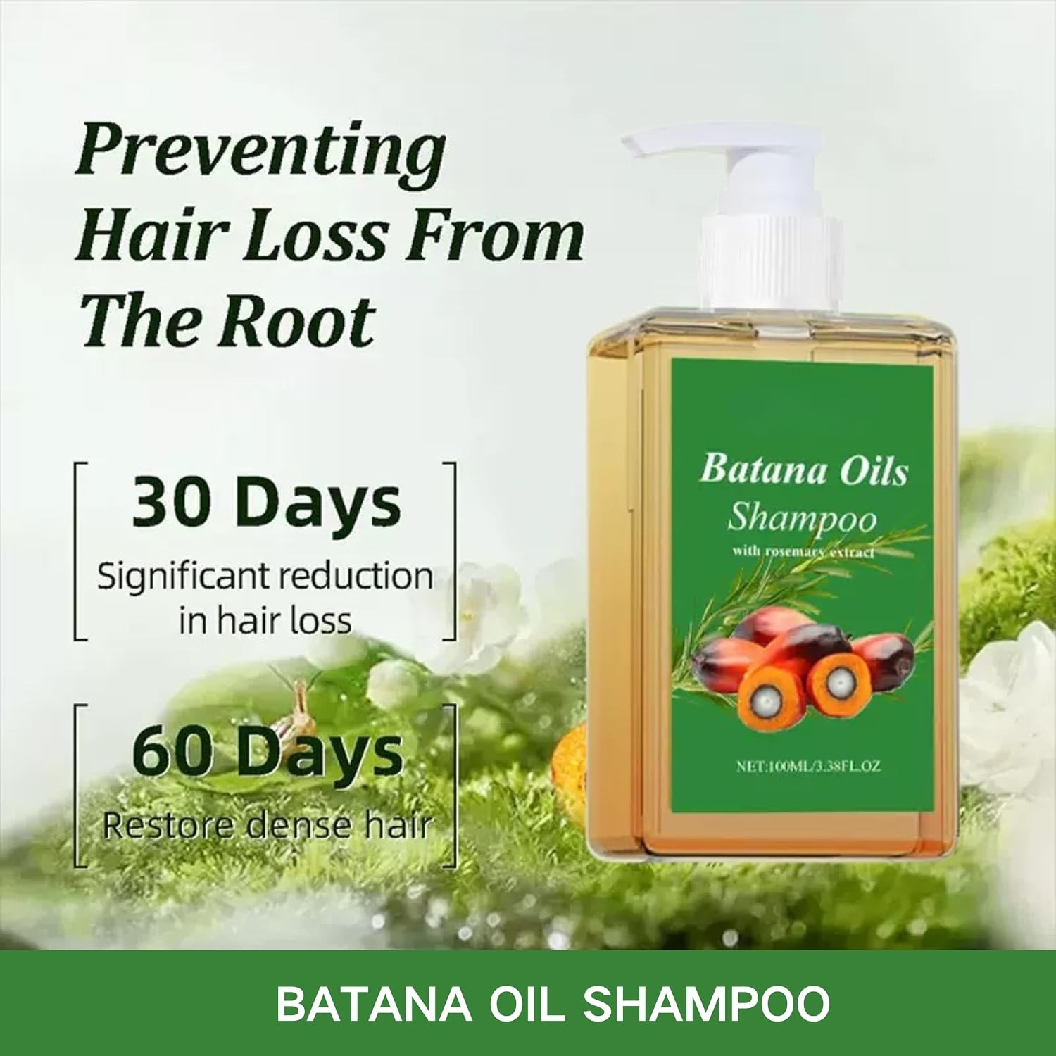2Pcs Batana Oil Shampoo, Rosemary Oil Shampoo, 100% Batana Oil with Rosemary …