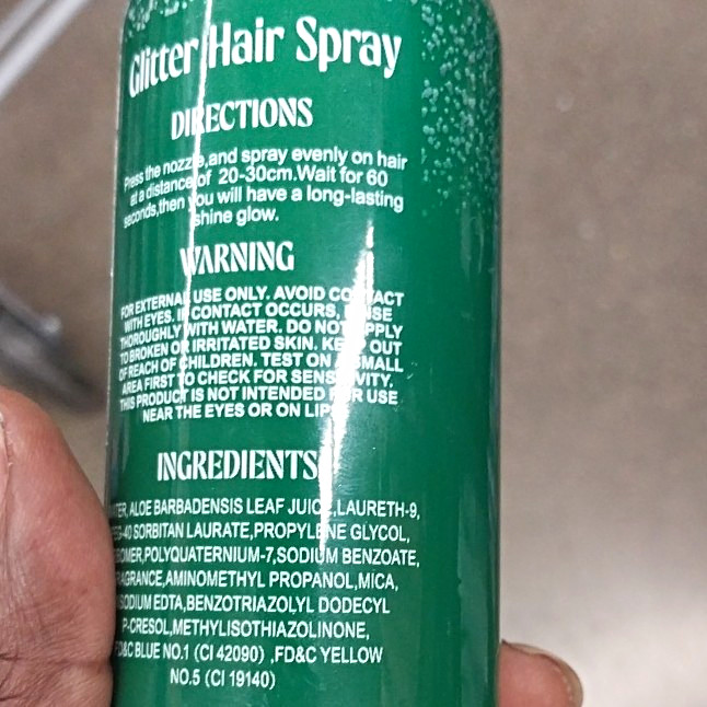 WICKED Green Glitter Hair Spray Shine/Gloss Styling Effect w/ Aloe & Mica