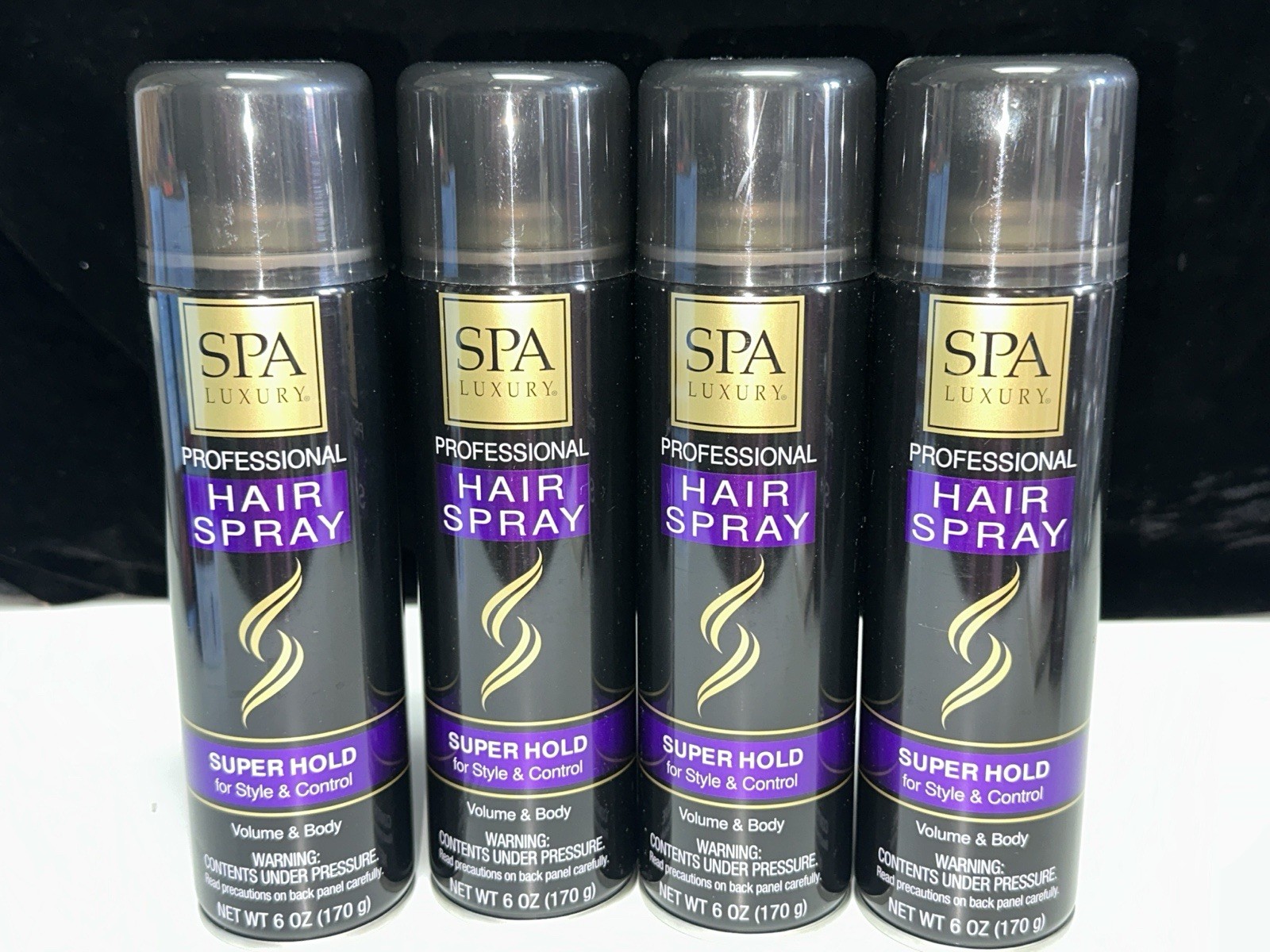 4 PACK–Spa Luxury SUPER HOLD Hair Spray Aerosol Unscented 6oz Each
