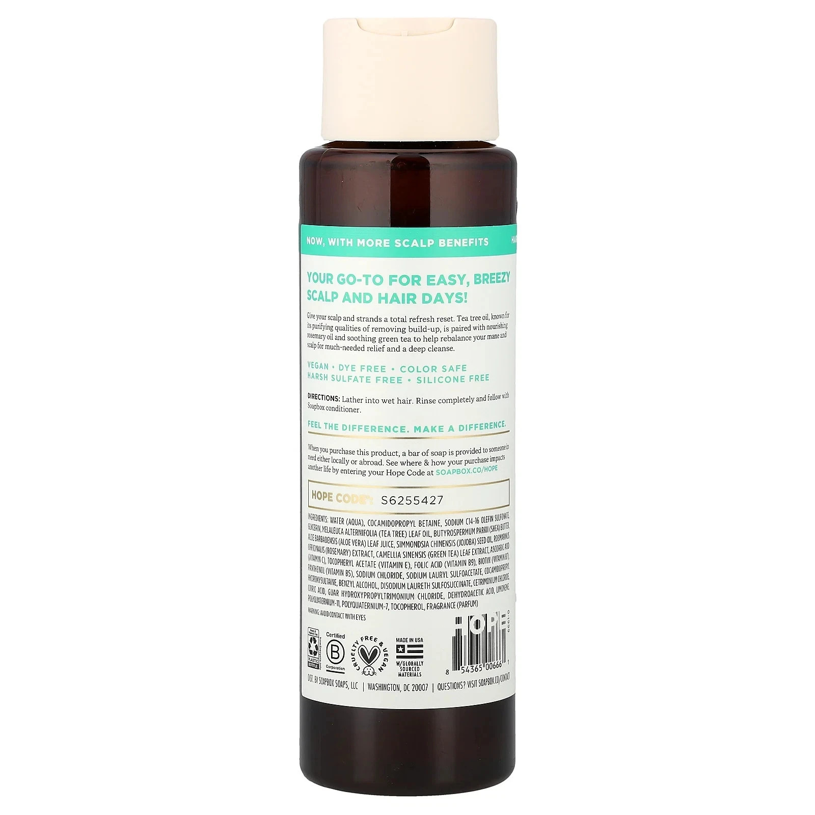 Soapbox TEA TREE & MINT Scalp Balancing Shampoo 16 fl oz – 1 Unit