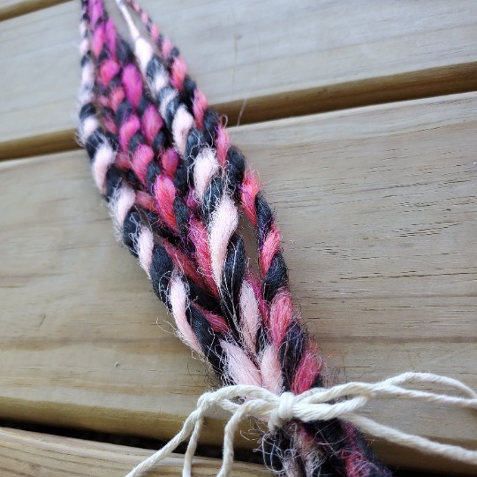 5 SE Single Ended Black and PInk Twist Dreads Dreadlocks Hair Extensions